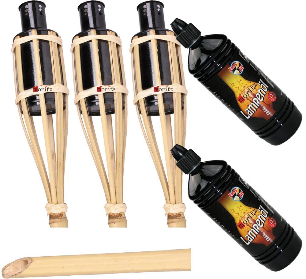 Dekoobjekt 3x Fackeln 90 cm + 2 Liter Lampenöl