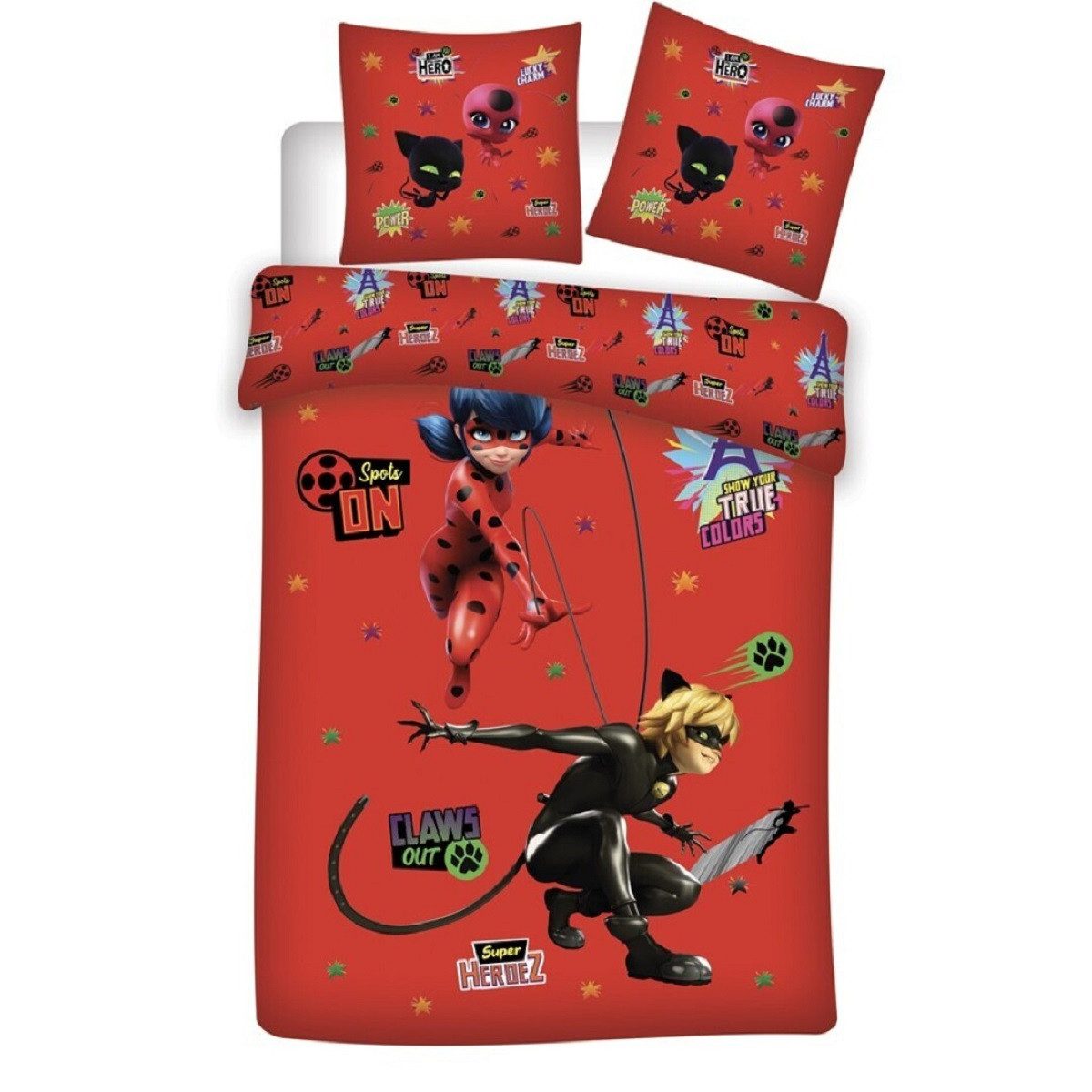 Miraculous - Ladybug Bettwäsche -Set 140x200 cm – Bettbezug und Kissenbezug aus Microfaser