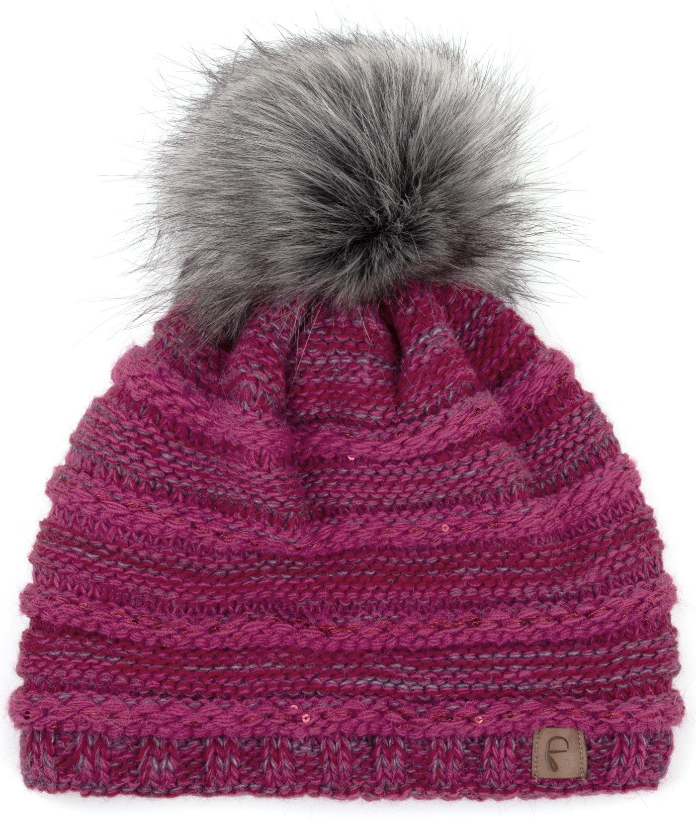 Faera Bommelmütze Wintermütze mit Bommel Damen Mütze Beanie Haube gefüttert Strickmütze