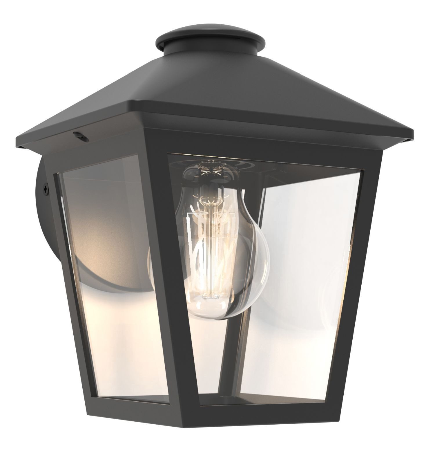 Licht-Erlebnisse Außen-Wandleuchte ERDRIS, ohne Leuchtmittel, Glas Aluminium H: 20 cm IP44 Schwarz E27 Downlight