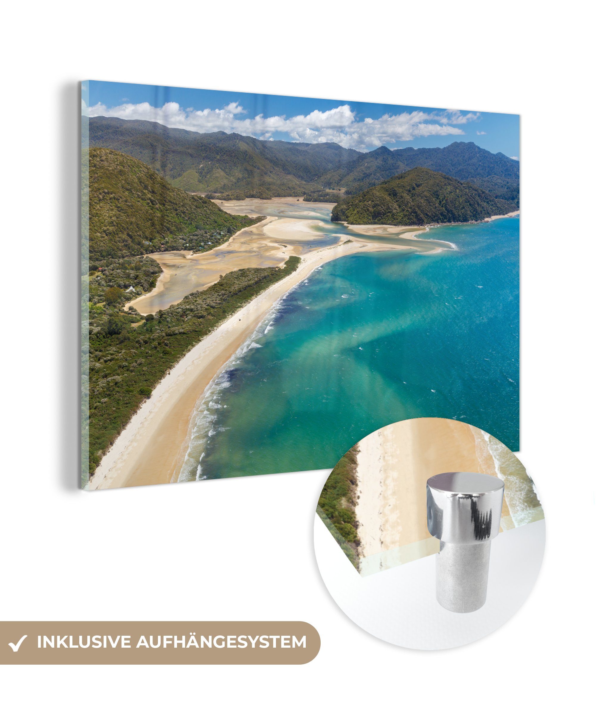 MuchoWow Acrylglasbild Übersicht über den Abel Tasman National Park in Neuseeland, (1 St), Acrylglasbilder Wohnzimmer & Schlafzimmer