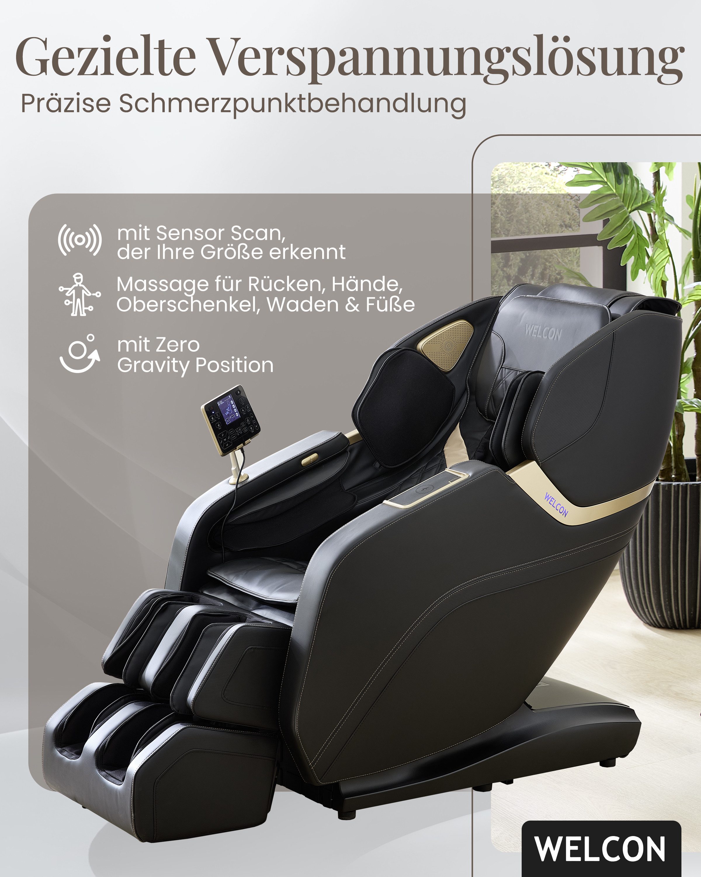 WELCON Massagesessel Massagesessel PRESTIGE III 4D mit Scan Funktion und Heizung