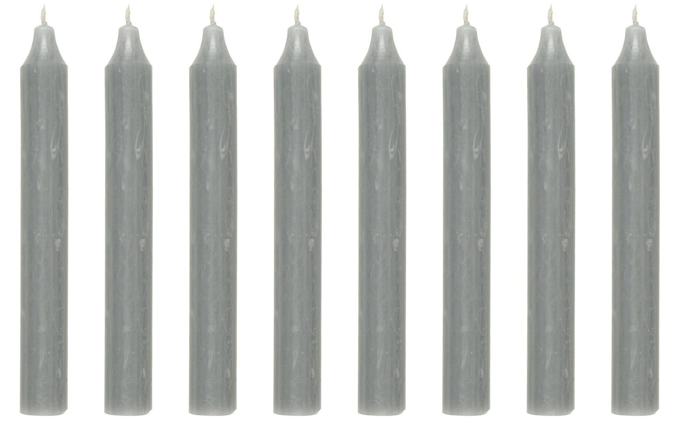 Ib Laursen Tafelkerze (Packung, 8-tlg., Pack), Stab Kerzen 8er Set in rustikalem Design. Farbe HELLGRAU RUSTIK