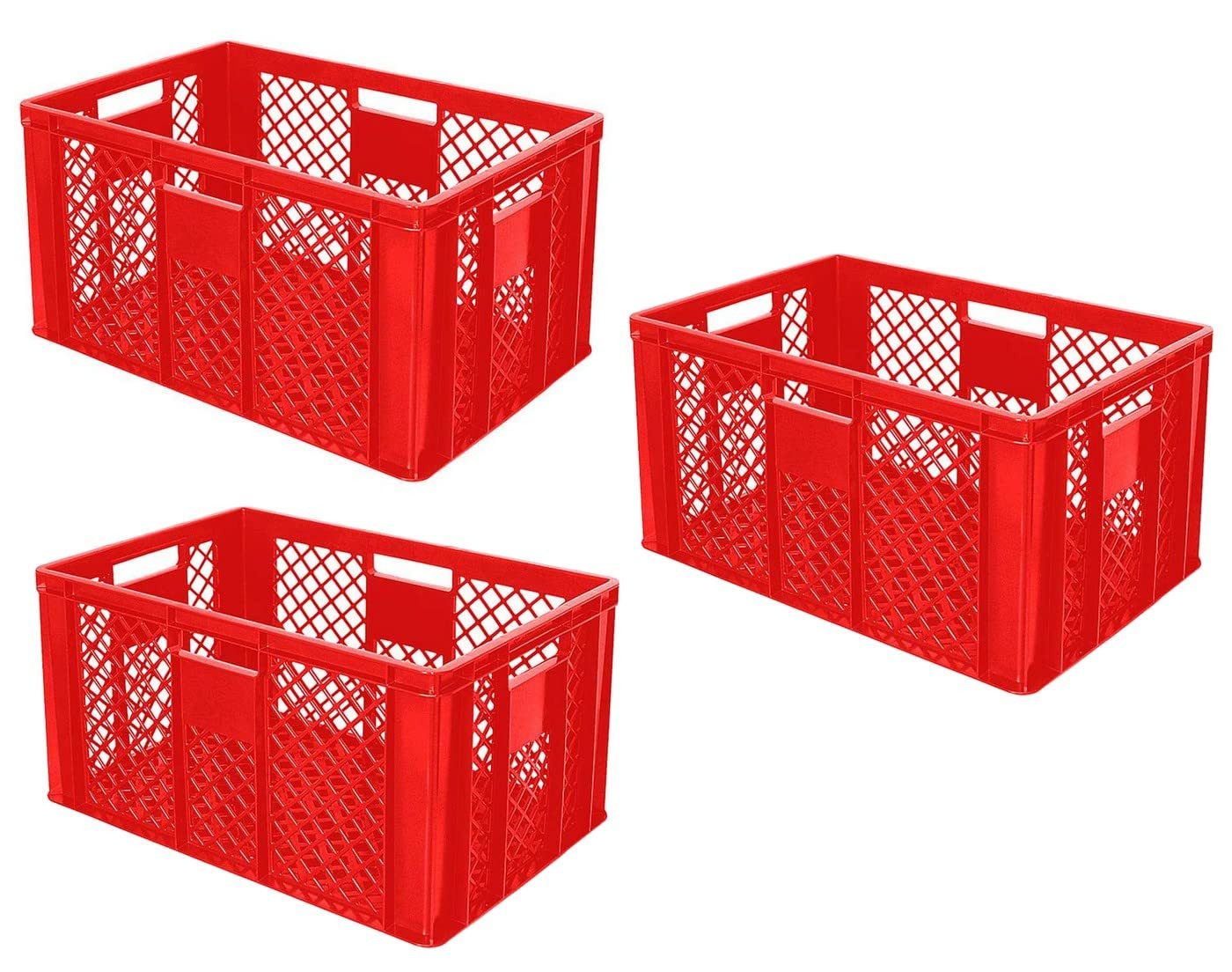 BRB-Lagertechnik Stapelbox 3x Eurobehälter/Bäckerkiste durchbrochen, LxBxH 600x400x320 mm, Stoßfest, robust und formstabil