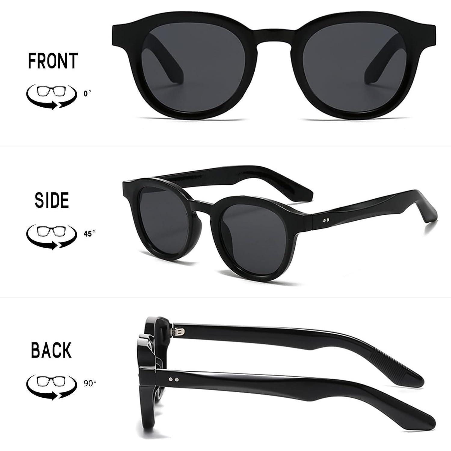 LuxusKollektion Retrosonnenbrille Sonnenbrille Rund Retro Damen Herren 70er Schwarz Grau 52 Millimeter