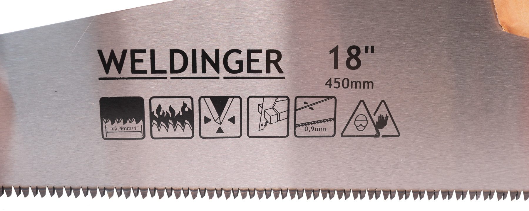 WELDINGER Handsäge Handsäge Fuchsschwanz 450 mm Holzgriff Zähne gehärtet Dreifachschliff