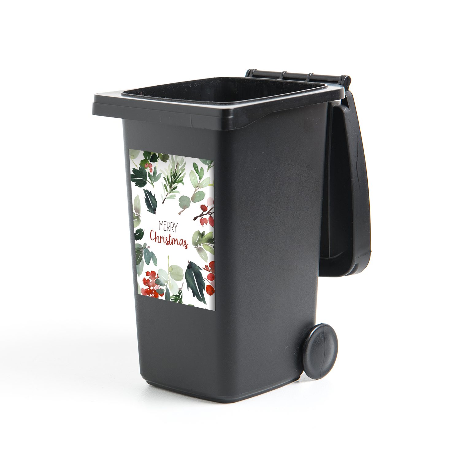 MuchoWow Wandsticker Weihnachten - Zitat - Aquarell (1 St), Mülleimer-aufkleber, Mülltonne, Sticker, Container, Abfalbehälter