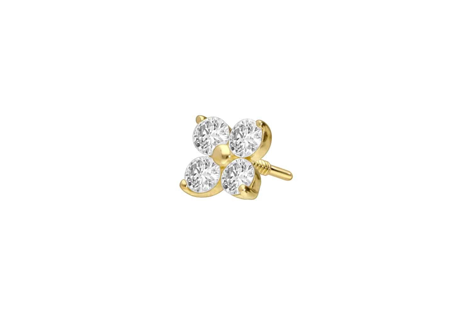 PIERCINGLINE Piercing-Set 18 Karat Gold Schraubaufsatz mit Außengewinde DIAMANT-BLUME (Schraub-Aufsätze, 1-tlg)
