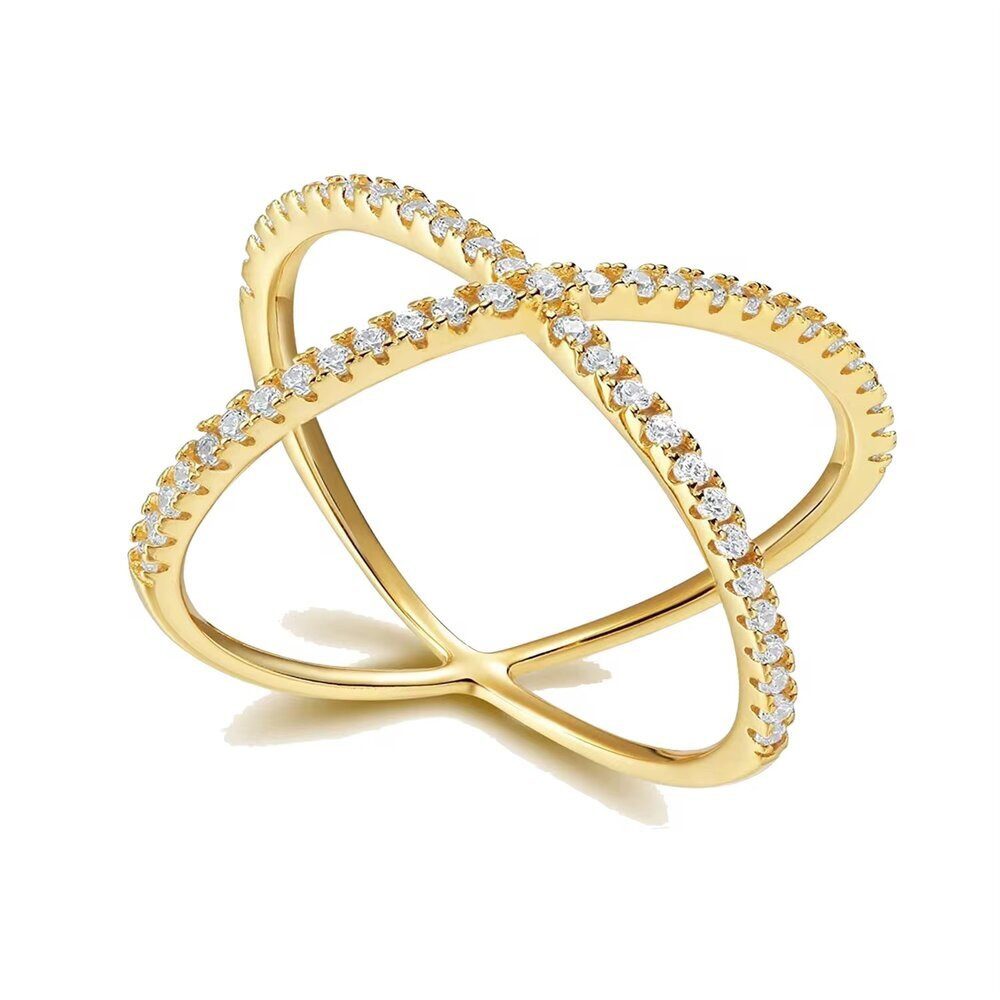 ROUGEMONT Silberring Funkelnder Damen Eternity Ring 925 Silber 18K Gold