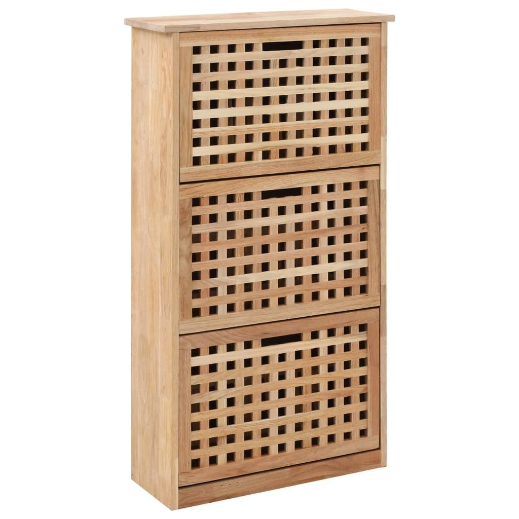 vidaXL Schuhschrank aus Walnuss-Massivholz und Sperrholz in Natur (LxBxH: 55x20x104 cm)