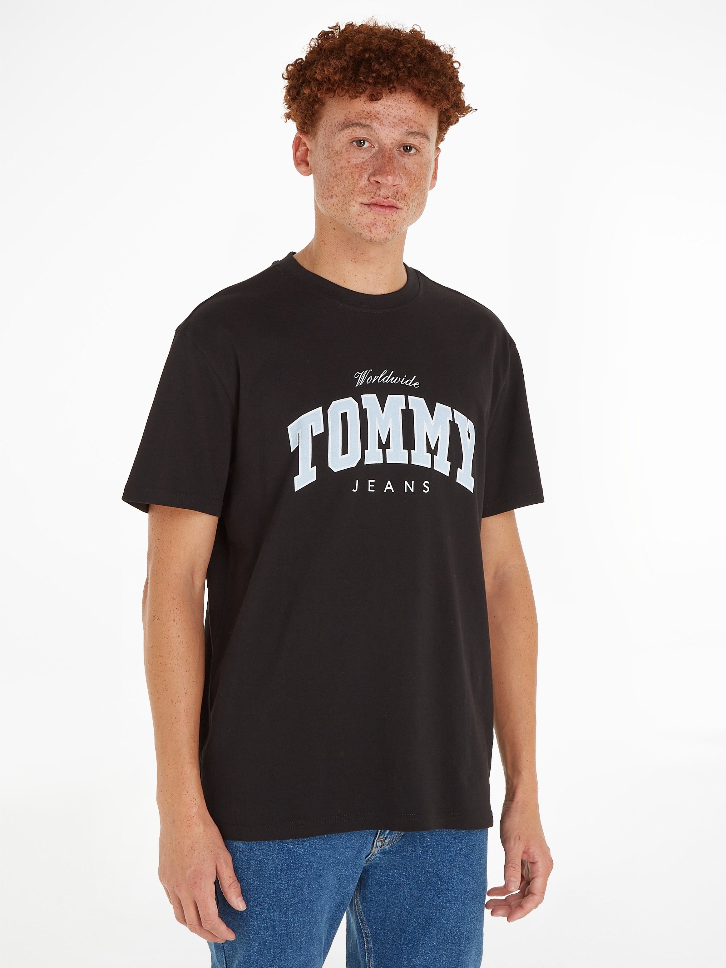 Tommy Jeans T-Shirt TJM REG VARSITY WW TEE EXT mit Rundhalsausschnitt Black