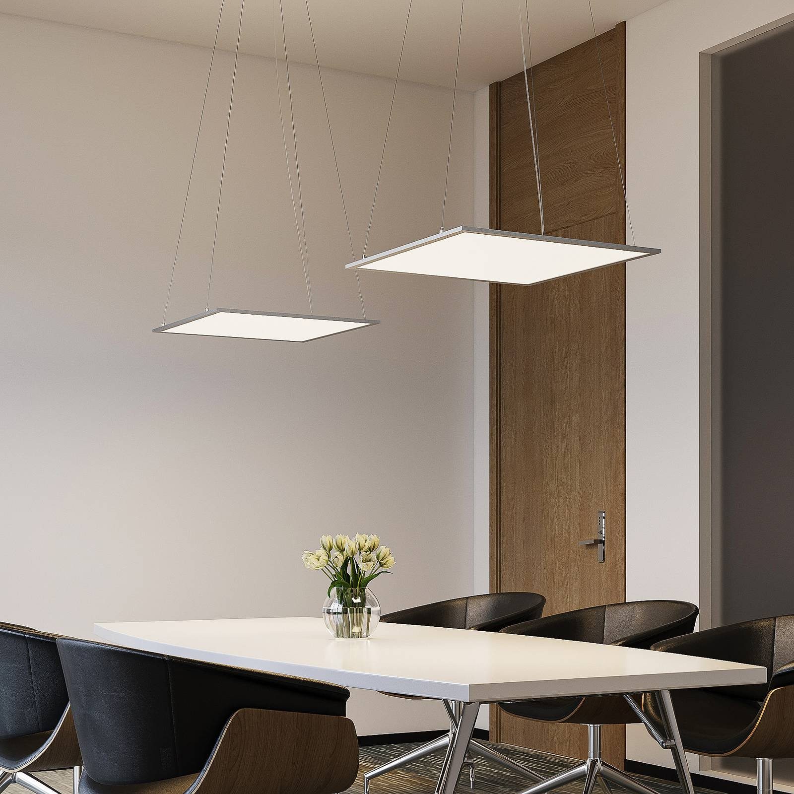 Lindby LED-Hängeleuchte Luram, 1 / Kunststoff, LED-Leuchtmittel dimmbar, inkl. Aluminium, verbaut, tageslicht, weiß, warmweiß Modern, fest silber, Farbwechsel flammig