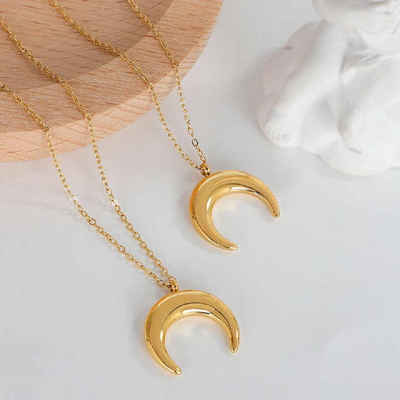 ENGELSINN Goldkette Halskette Golden Moon Edelstahl Gold (1-tlg), Goldener Mond