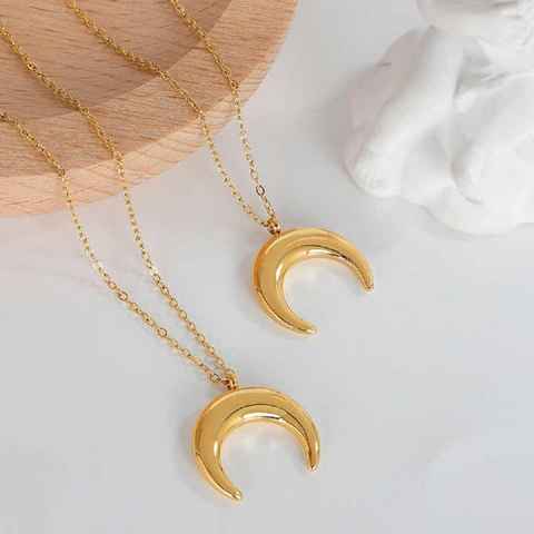 ENGELSINN Goldkette Halskette Golden Moon Edelstahl Gold (1-tlg), Goldener Mond