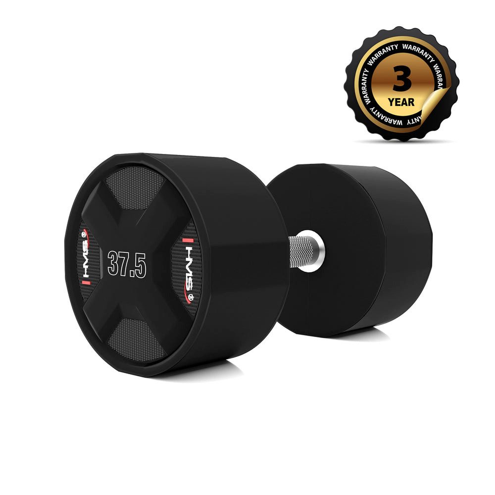 HMS Kurzhantel Polyurethan-Hantel Fitnesshantel 37,5 kg, (Spar-Set, Komfortabler Griff), Rutschfeste Oberfläche für sicheren Halt und maximale Kontrolle
