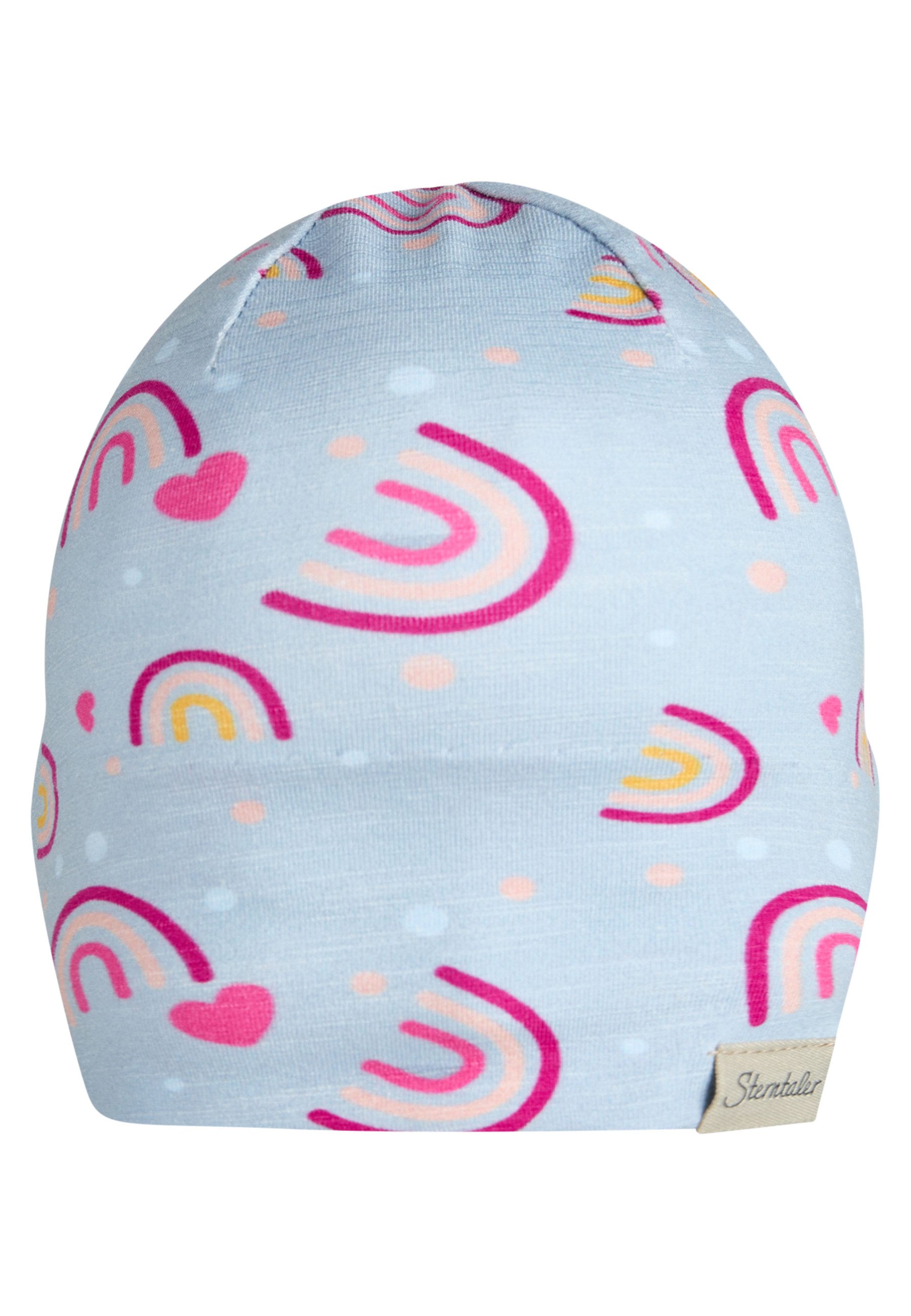Sterntaler® Beanie UV-Schutz 50+ Beanie Regenbogen (1-St) Beanie aus Flammgarn-Jersey mit Regenbögen, zwei Tragevarianten – Bild 5 von 5
