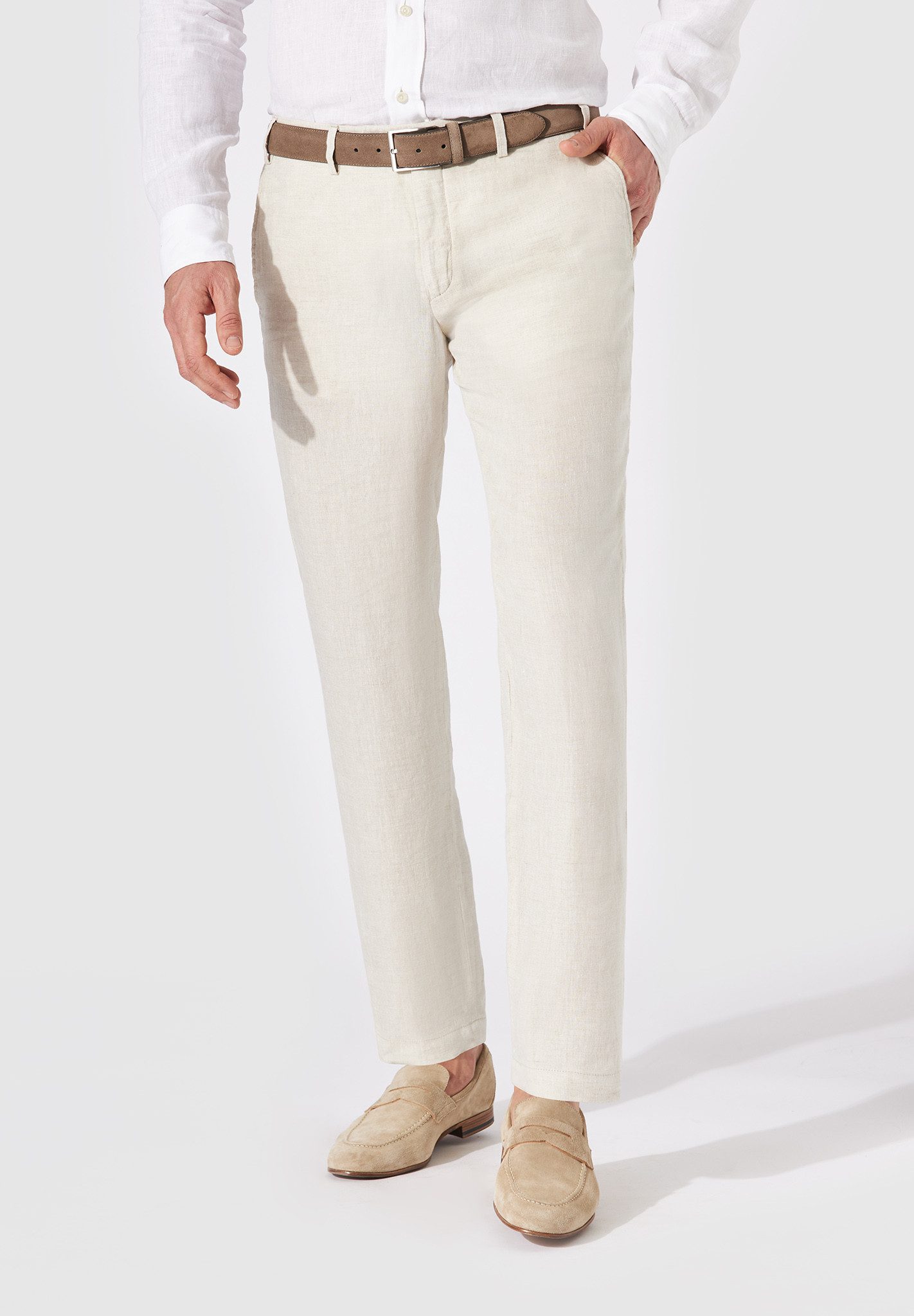 Hiltl Leinenhose Parma I Leinenhose Herren Regular Fit 100 Prozent Leinen, hellbeige, 2 Premium Leinen Chino aus 100% Leinen, atmungsaktive Sommerhose