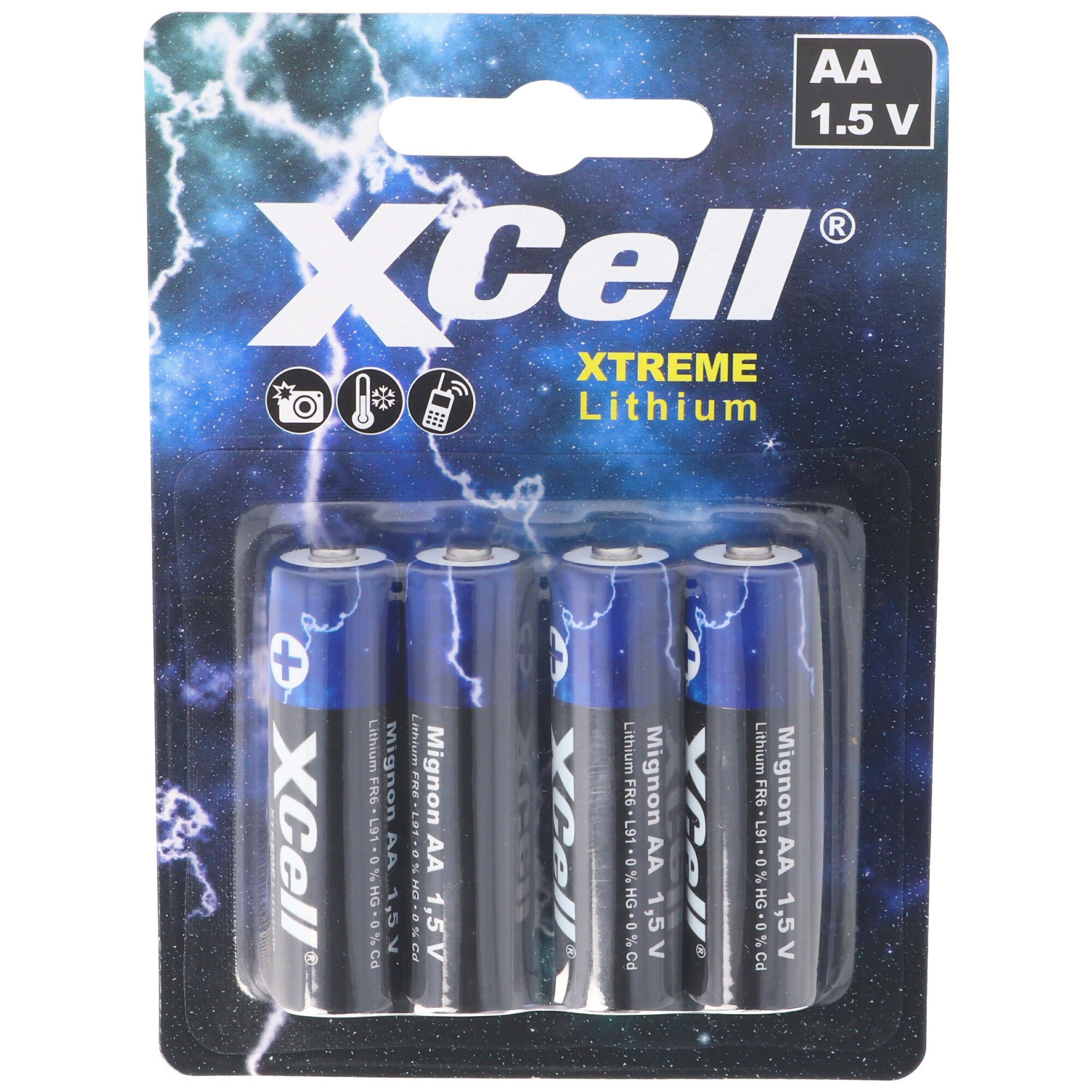XCell AA, Mignon Lithium Batterie, XTREME Lithium Batterie FR6, L91 1,5V 4e Batterie, (1,5 V)