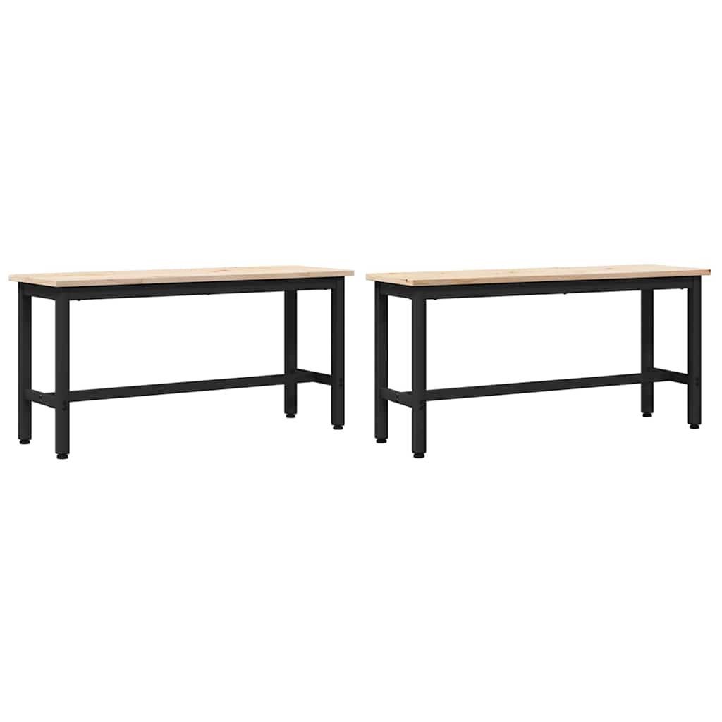 vidaXL Essbank Esstische 100 x 32,5 x 49 cm 2 stk. Massives Kiefernholz Natur (2-St)