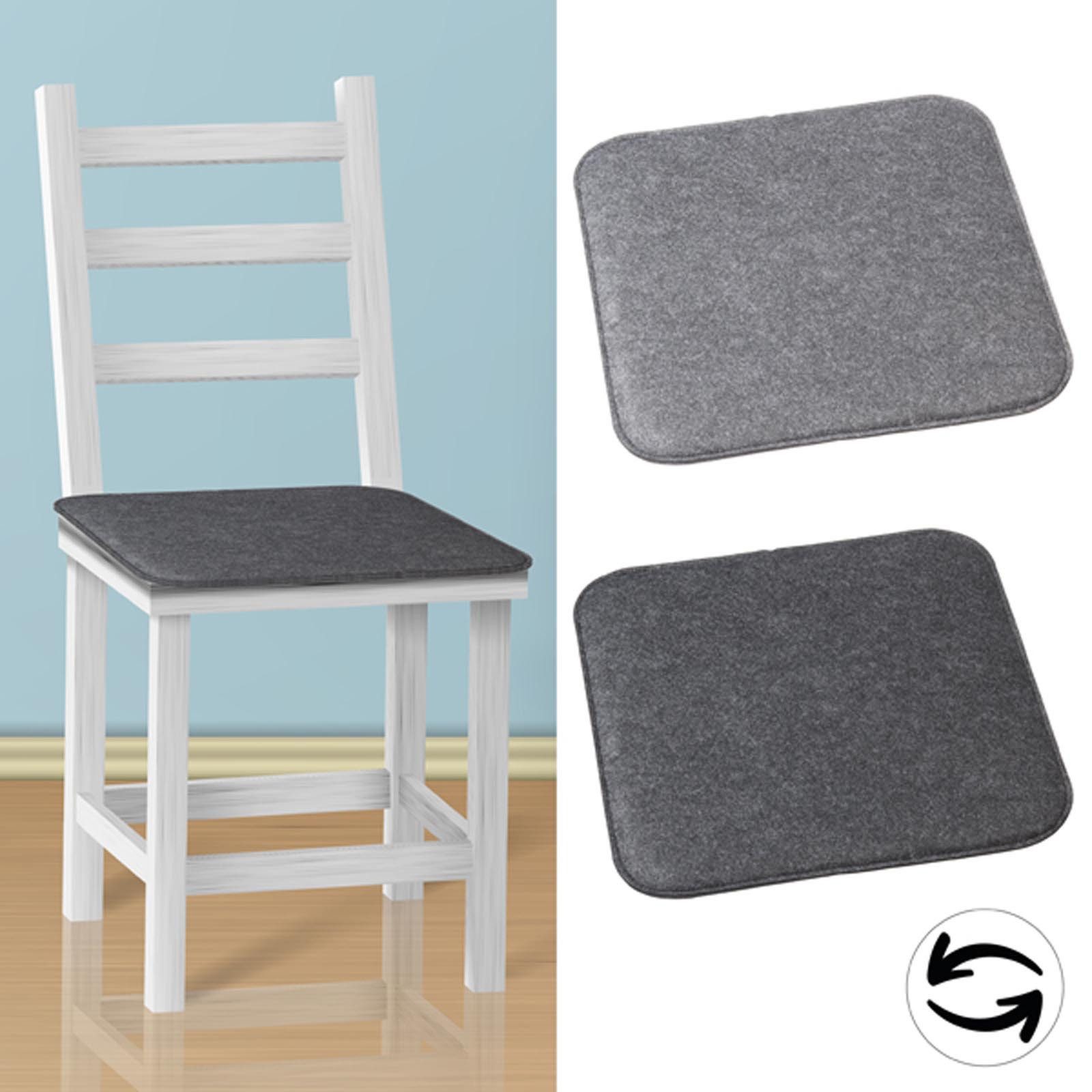 VOSSBACH Sitzkissen Stuhlkissen Set Sitzauflage Filzkissen, Filz Eckig 35 x 35 cm mit Antirutschnoppen