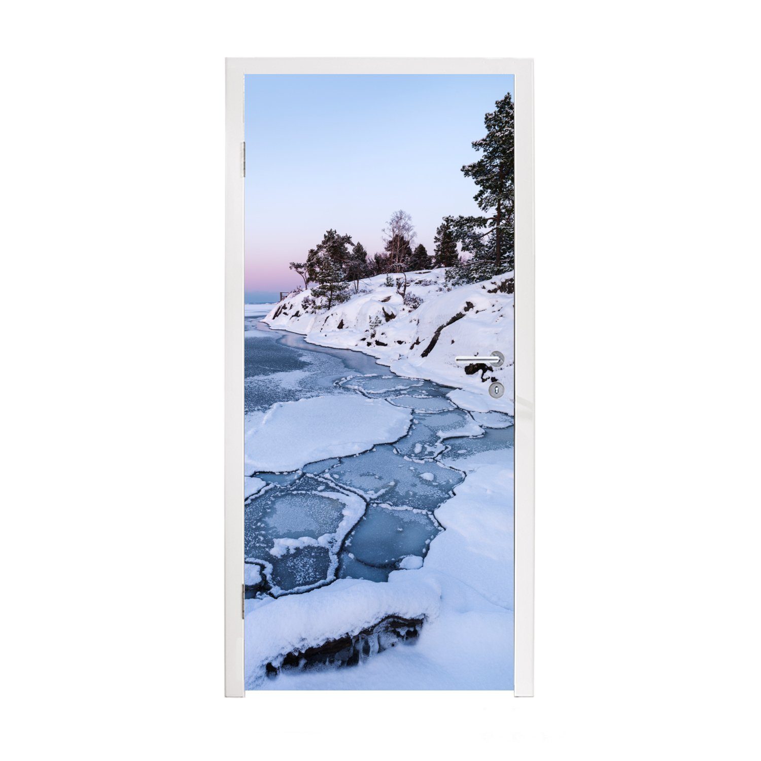 MuchoWow Türtapete Meer - Eis - Schnee, Matt, bedruckt, (1 St), Fototapete für Tür, Türaufkleber, 75x205 cm