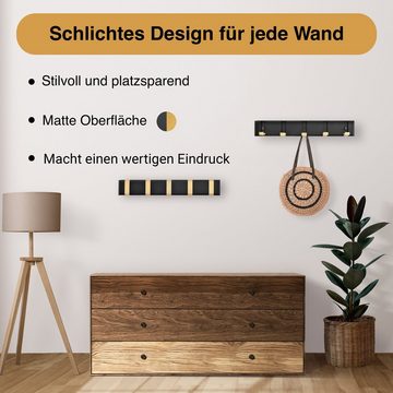 Aremigo Kleiderhaken Gardarobenhaken Gardarobenleiste mit 5 klappbaren Haken, Flur, Schlafzimmer, Wohnstube, Wand, Badezimmer, Rostfrei, Robust und Langlebig