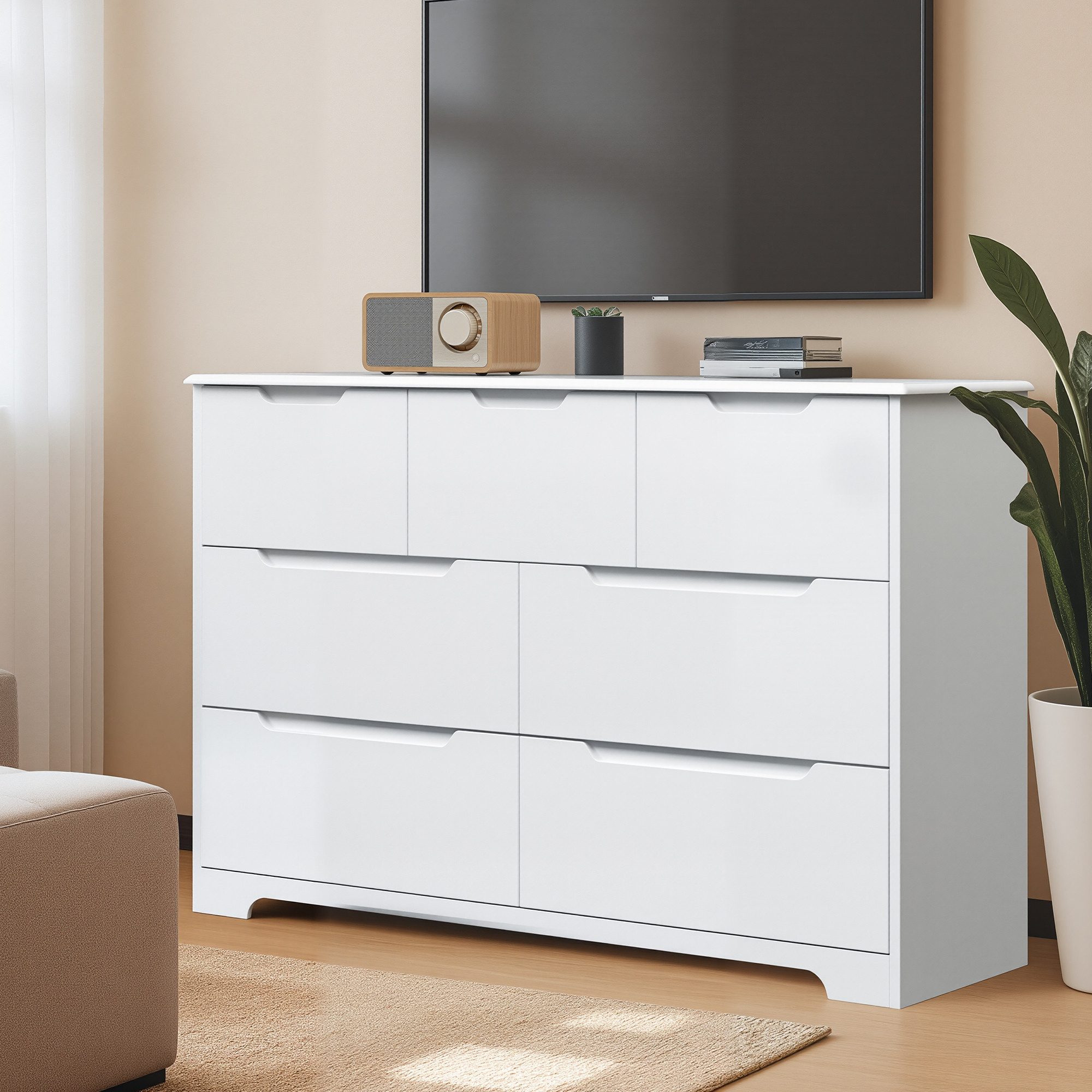 Bealife Kommode weiß, Kommode mit Schubladen, Schrank mit Schubladen, für Wohnzimmer