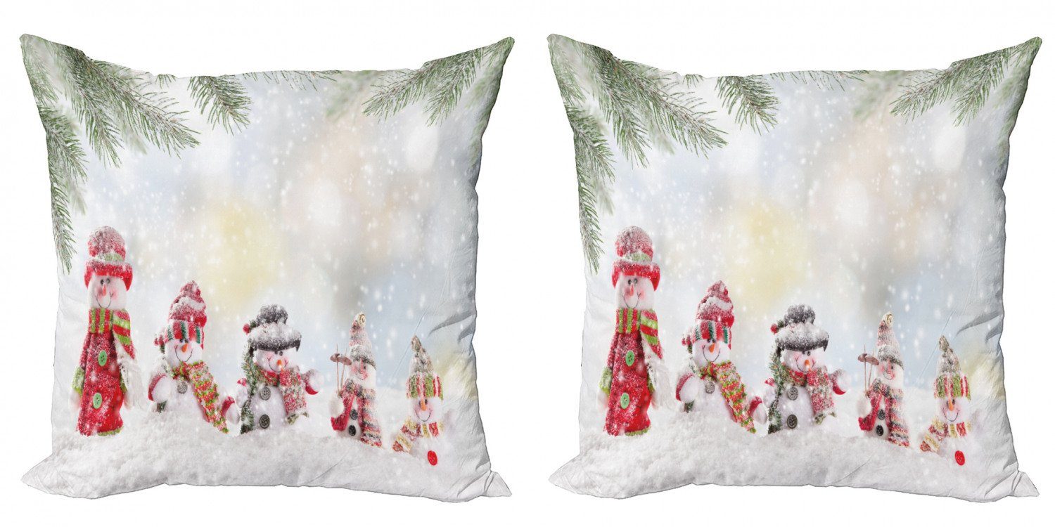 Kissenbezüge Modern Accent Doppelseitiger Digitaldruck, Abakuhaus (2 Stück), Weihnachten Kleine Schneemann im Schnee