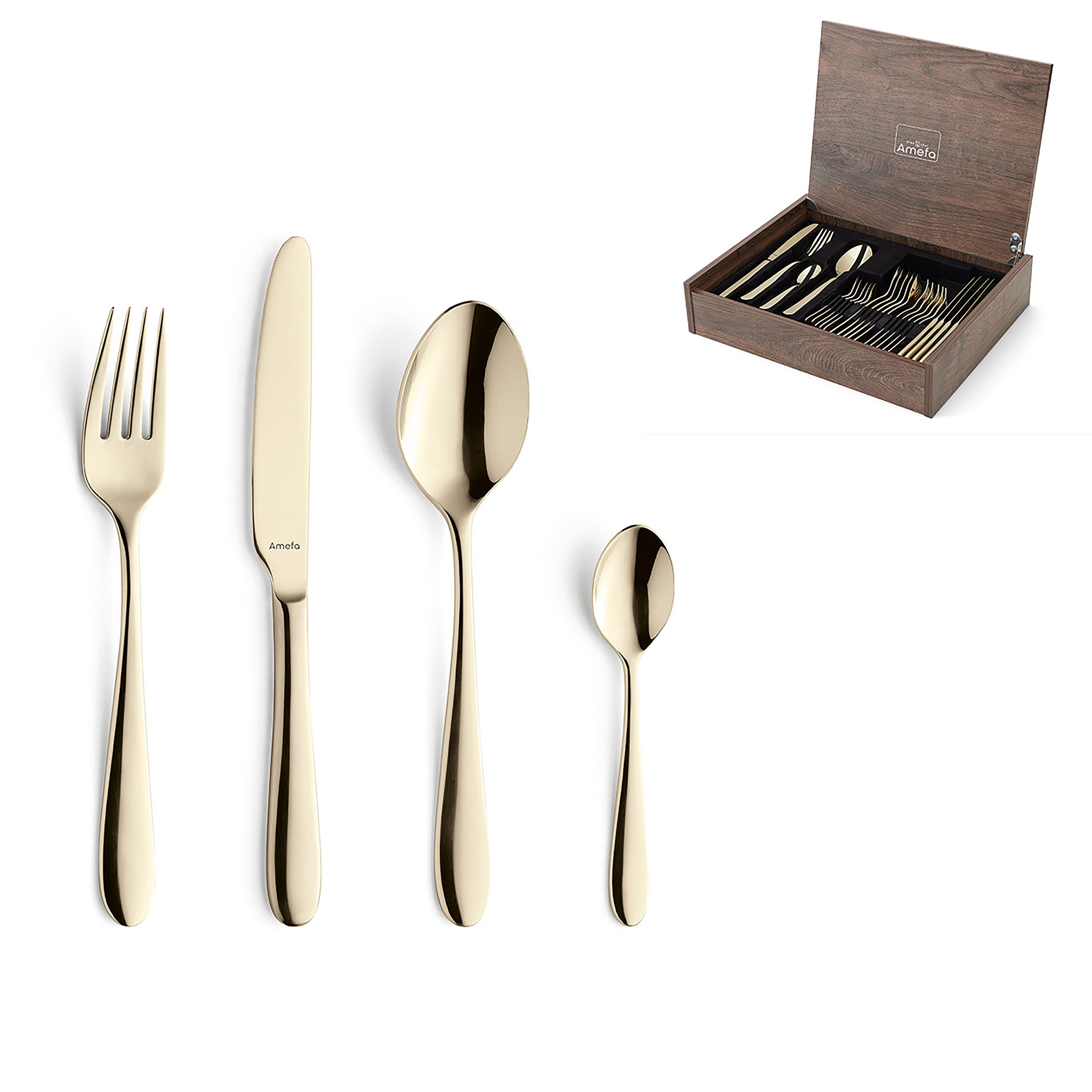 Amefa Besteck-Set OXFORD (24-tlg), 6 Personen, Edelstahl Rostfrei 18/10, Handreinigung empfohlen, champagnerfarbener PVD Veredelung