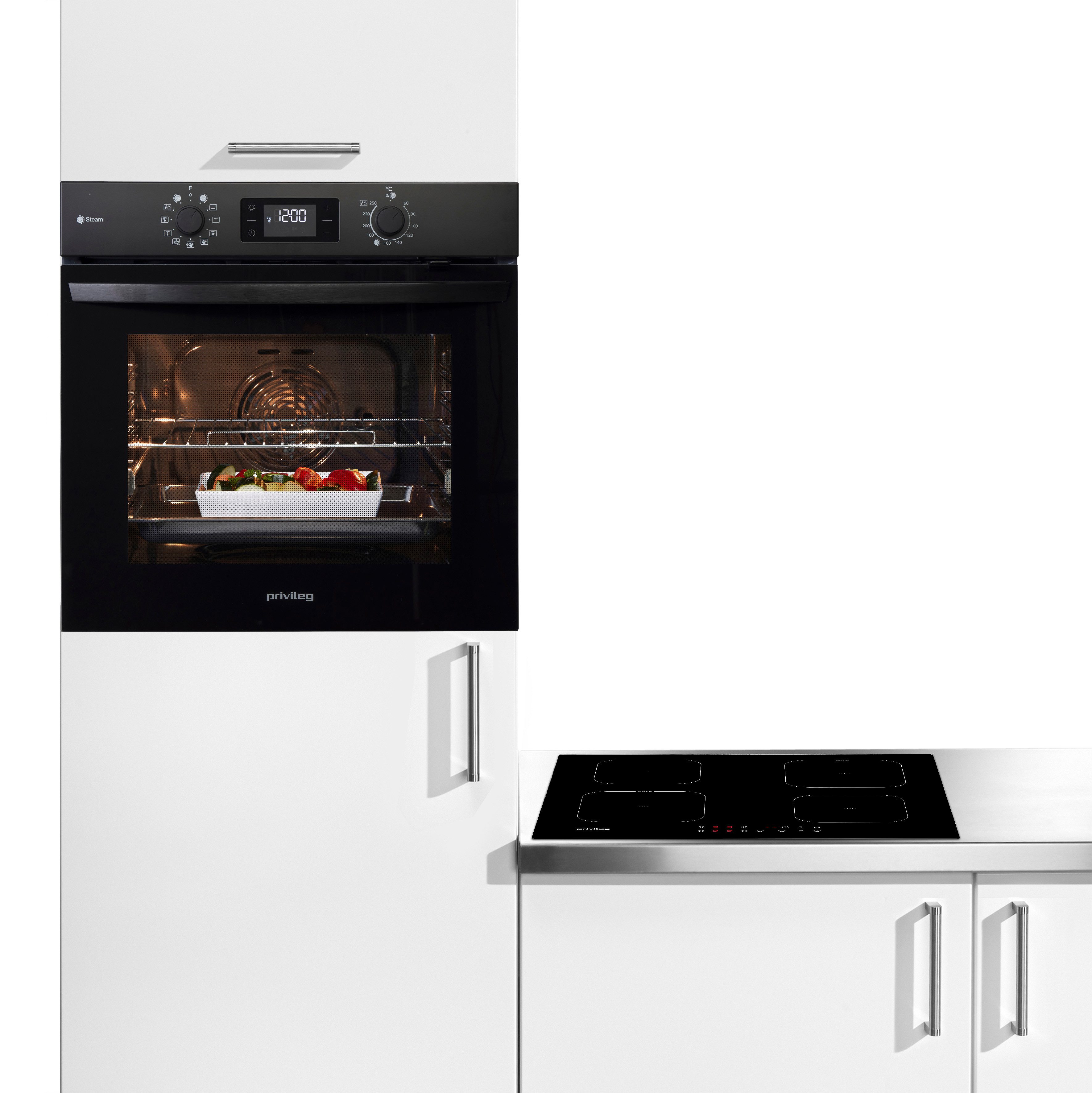 Privileg Backofen-Set BAKO Turn&Go Steam 620, mit Teilauszug, Hydrolyse, Hydrolyse - schnelle und mühelose Reinigung mit der Kraft des Dampfes