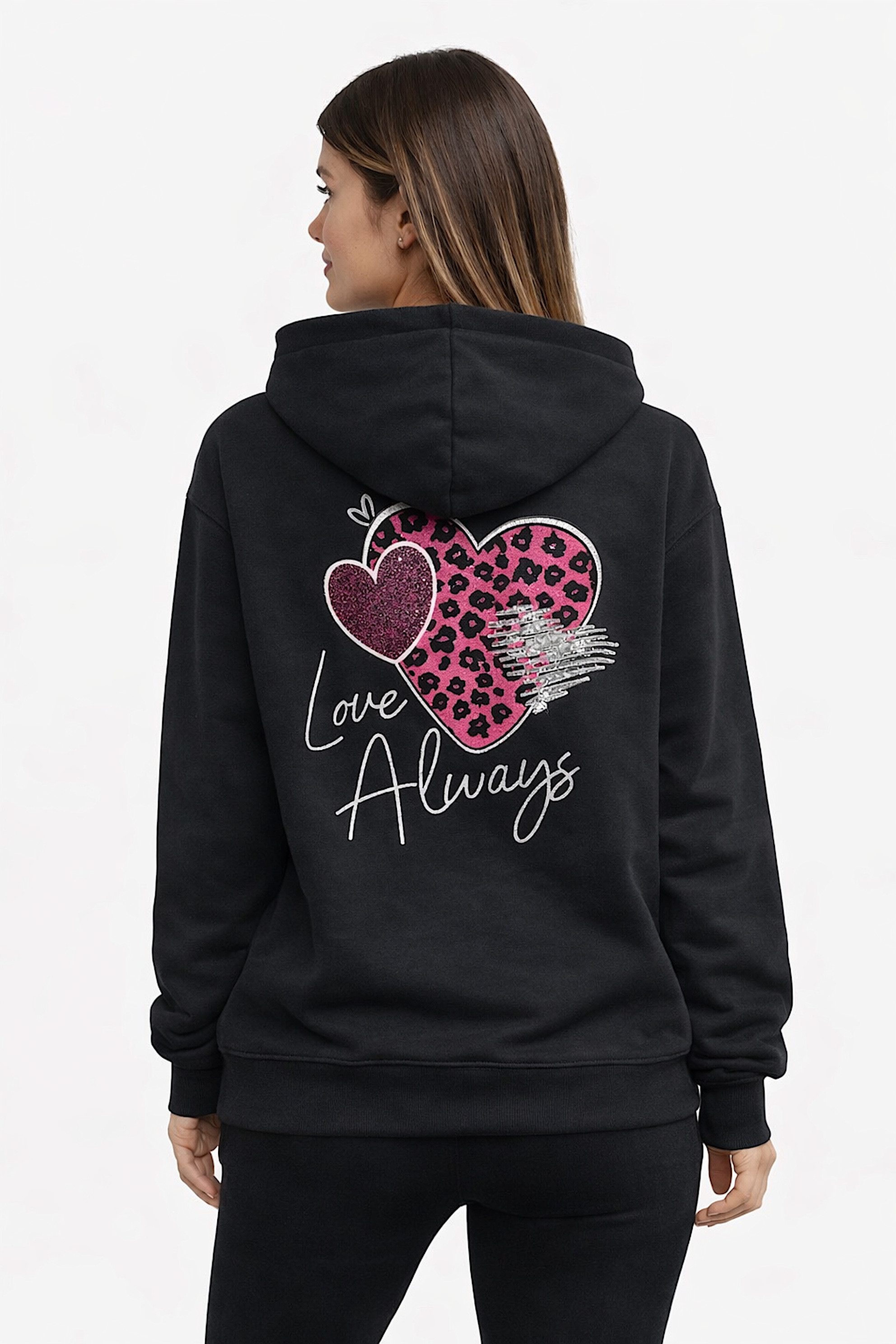 Worldclassca Hoodie Worldclassca Oversized Hoodie "LOVE ALWAYS" Kapuzenpullover Sweatshirt Neue Kollektion - Stilvolle und gemütliche Casual Mode für Damen