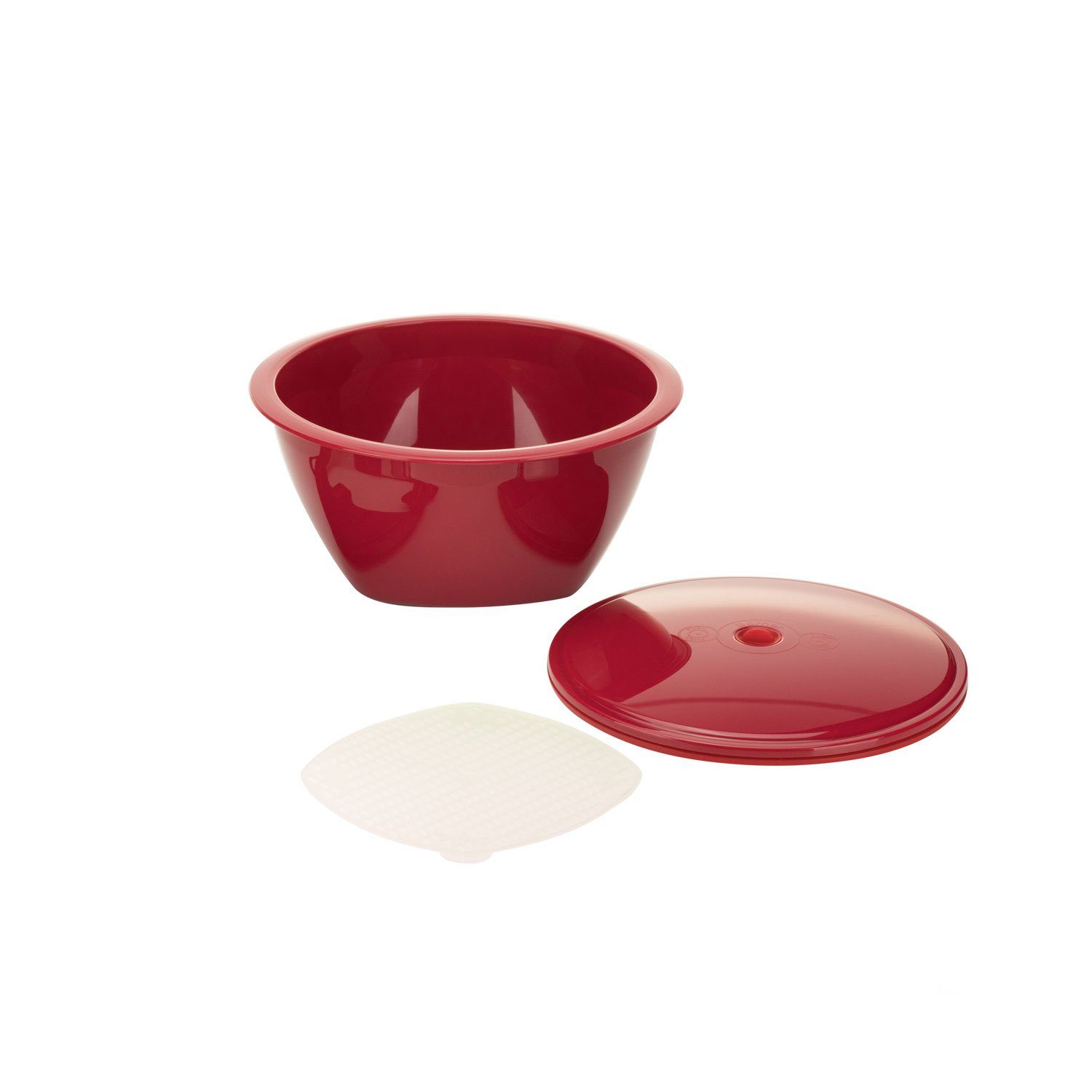 Börner Küchenmaschinenschüssel Multimaker - vollfarbig: Schüssel mit Frischhaltedeckel und Sieb Rot