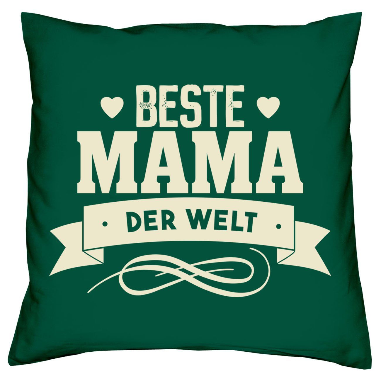 Kissen Beste Welt Soreso® Weihnachten Dekokissen Geschenk Geburstag Muttertag & dunkelgrün Mama der Urkunde,