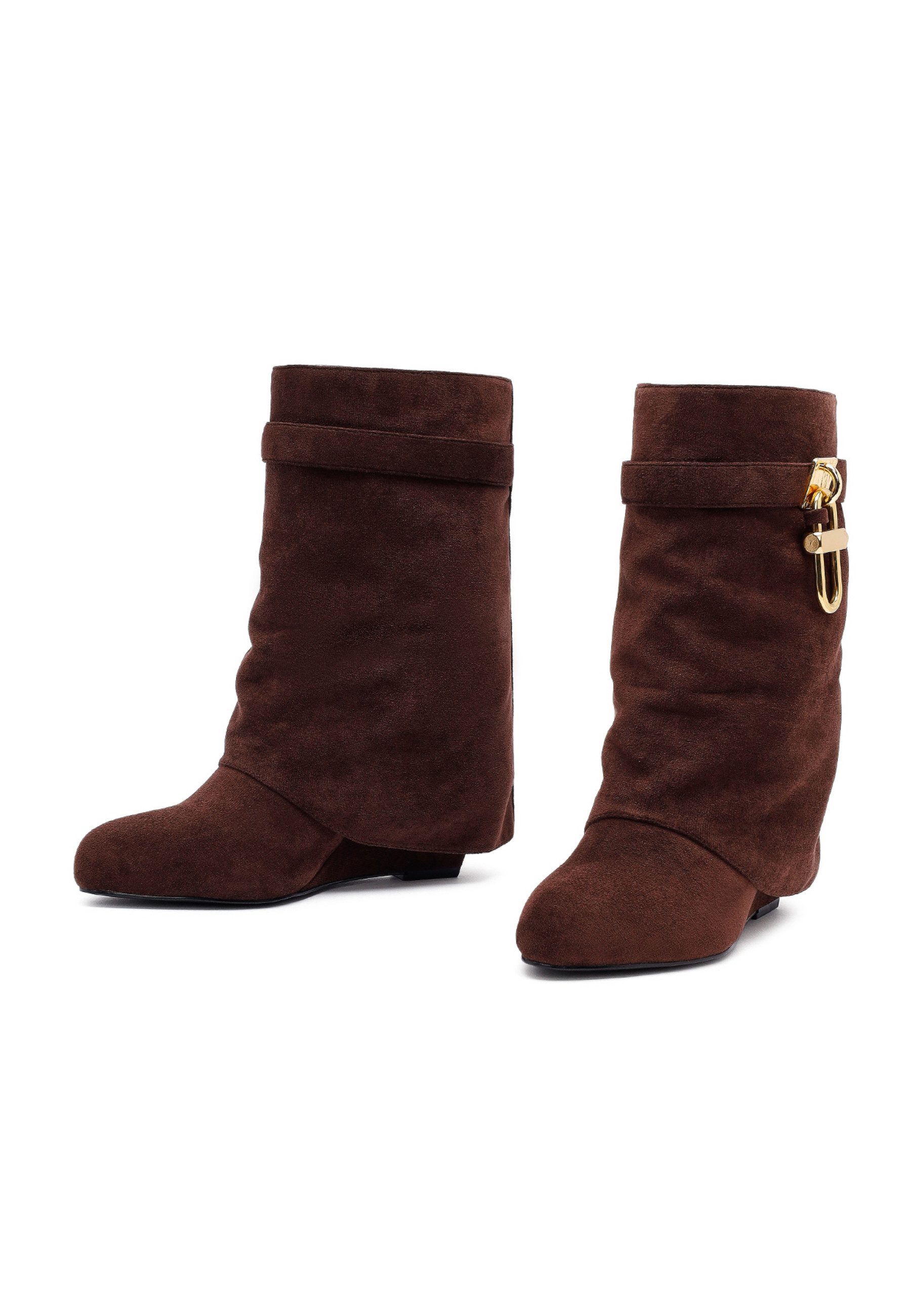 Derimod Keilabsatz-Stiefeletten aus Kunstvelours Ankleboots Lederfutter, TPU Sohle, Absatz 7 cm