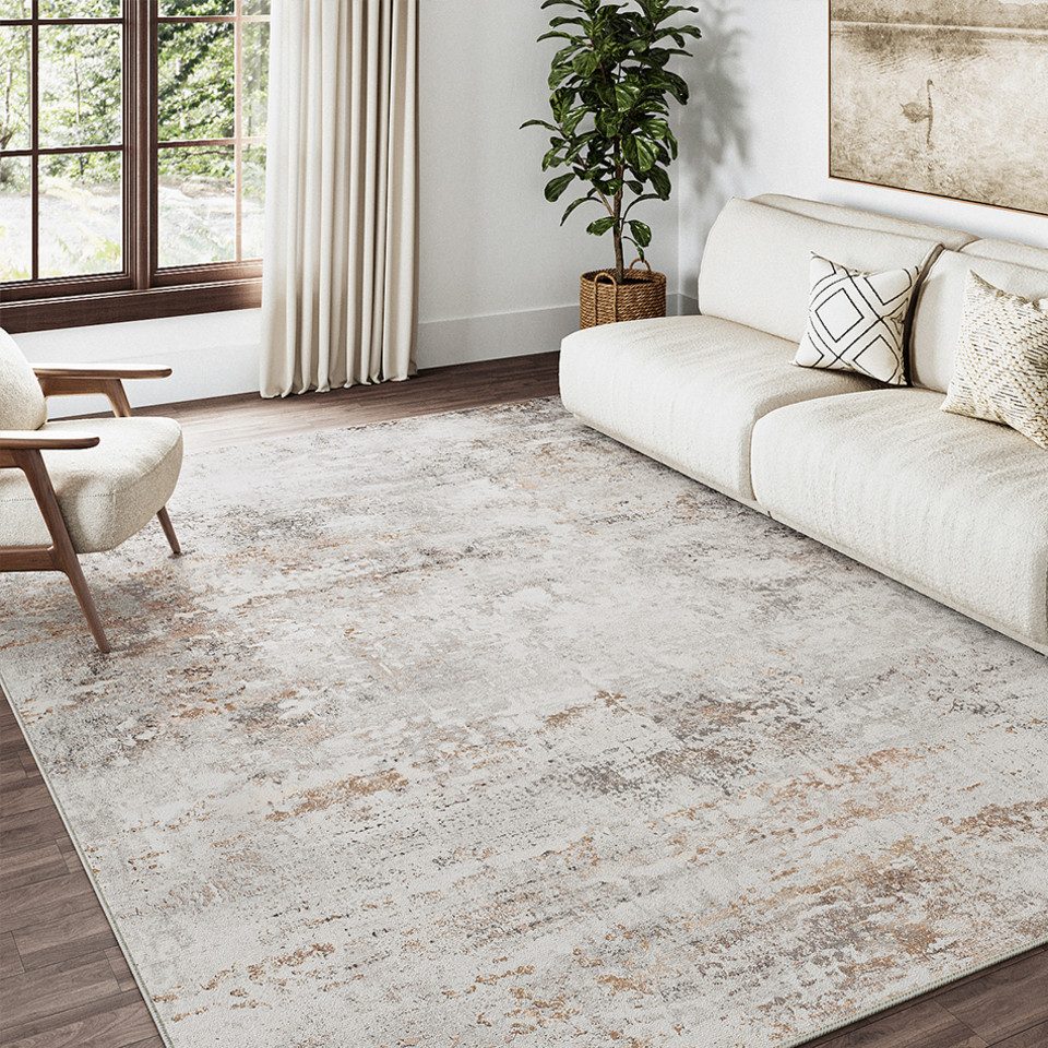 PURECOZY Teppich Kurzflo, Abstrakter Stil Teppich, rutschfest und pflegeleicht, rechteckig, Höhe: 6.1 mm, geeignet für verschiedene Innenräume