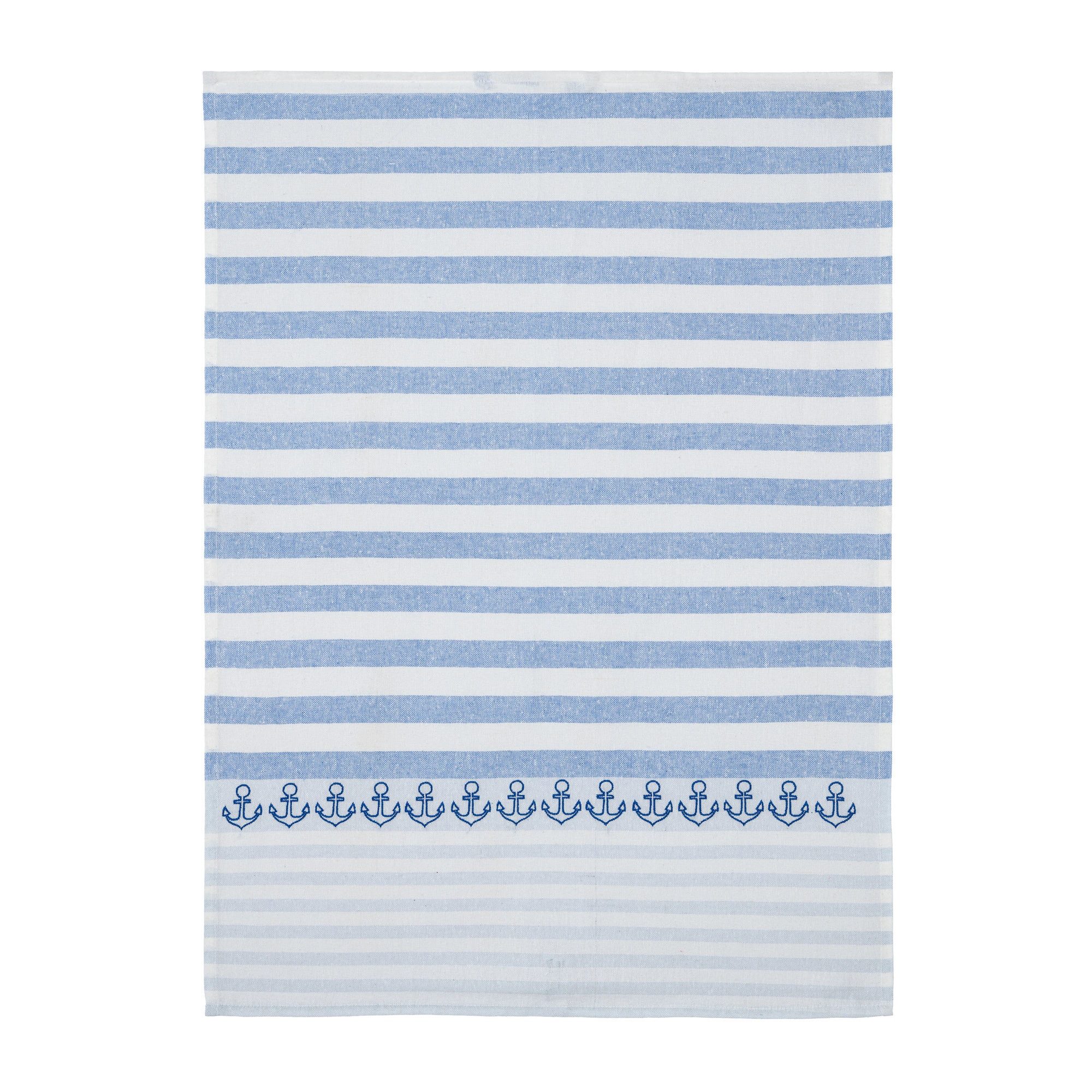 Grubentuch Geschirrtuch von Grubentuch aus der Mare Kollektion - Anker, Motiv bestickt, 55% Leinen, 45% Baumwolle