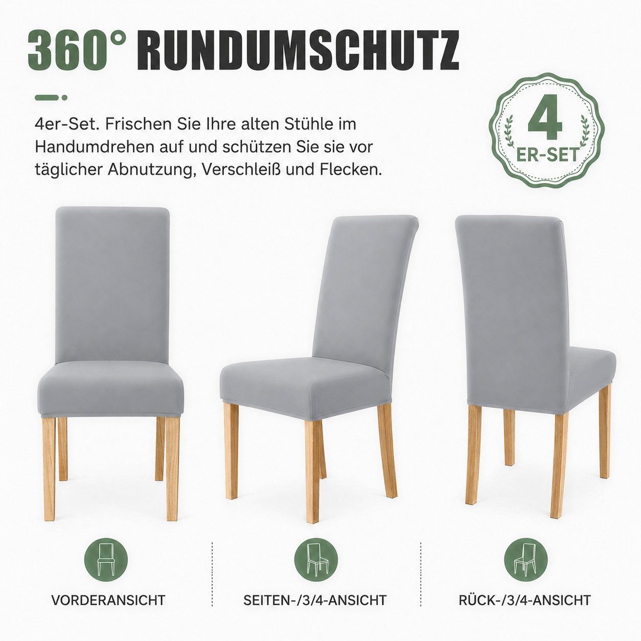 BlingBin Stuhlhusse 4er Set Stretch Stuhlbezug Waschbare Esszimmerstuhl, Schützt vor Spritzern, Flecken & Abnutzung, für Küche,Esszimmer,Hotel – Bild 5 von 5