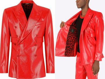 DOLCE & GABBANA Sakko DOLCE & GABBANA Double-Breasted Faux Leather Blazer Sakko Jacket Jacke