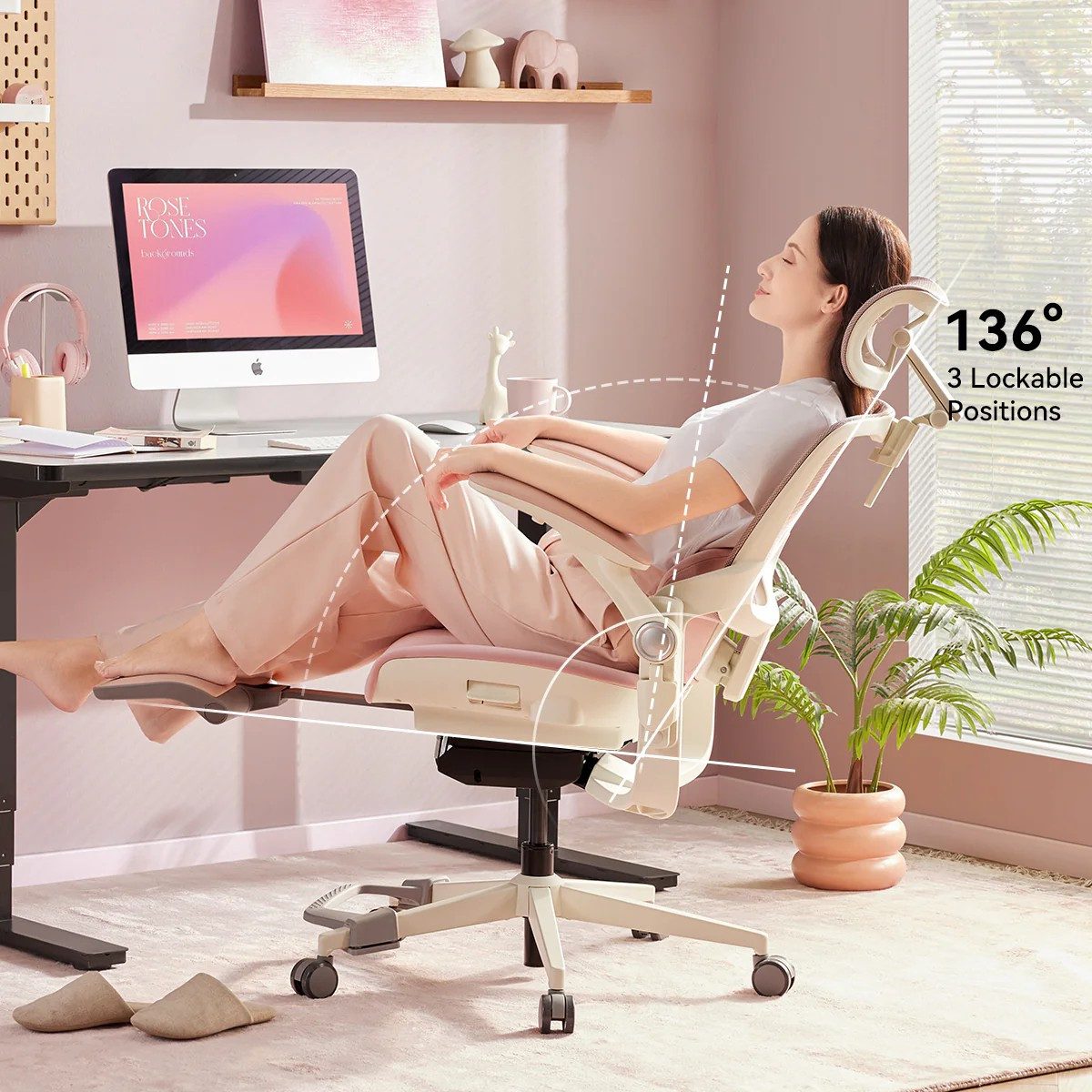 Musso Bürostuhl 135° Neigung, 3D-Lendenstütze, 4D-Kopfstütze & Fußstütze (1 St), Ergonomischer Computerstuhl, Homeoffice-Stuhl, Drehstuhl