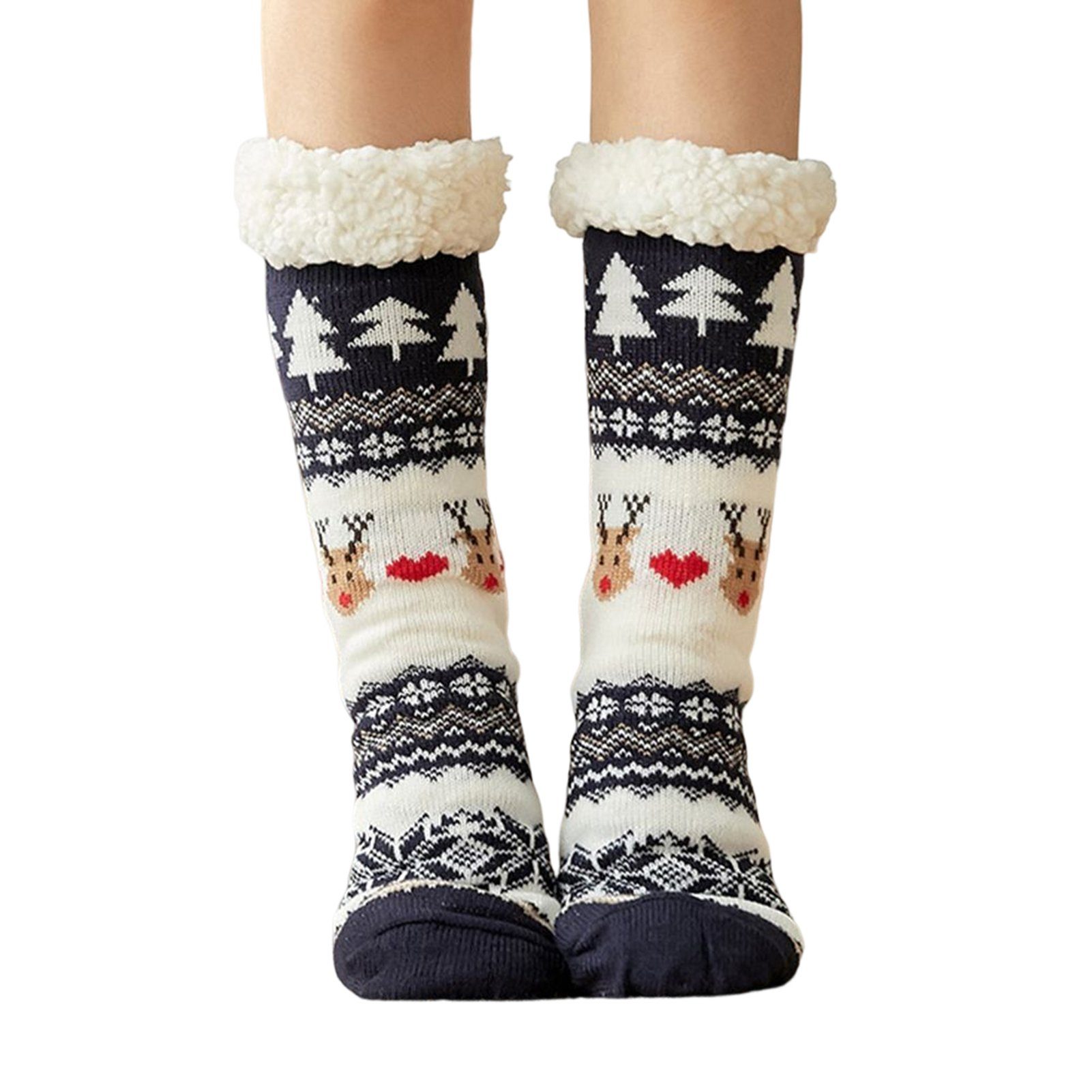 Langsocken Und Zum Damen, Für Weihnachtshirsch schwarz Weihnachts-Bodensocken Erwachsene Schneesocken, Blusmart