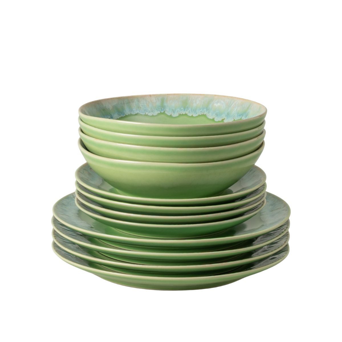 Costa Nova Geschirr-Set Taormina, Suppenschale, Casafina (by Costa Nova) - Lime Green (12-tlg), 4 Personen, Keramik, Hohe Brenntemperaturen, porenfrei hygienisch, wärmeschockbeständig
