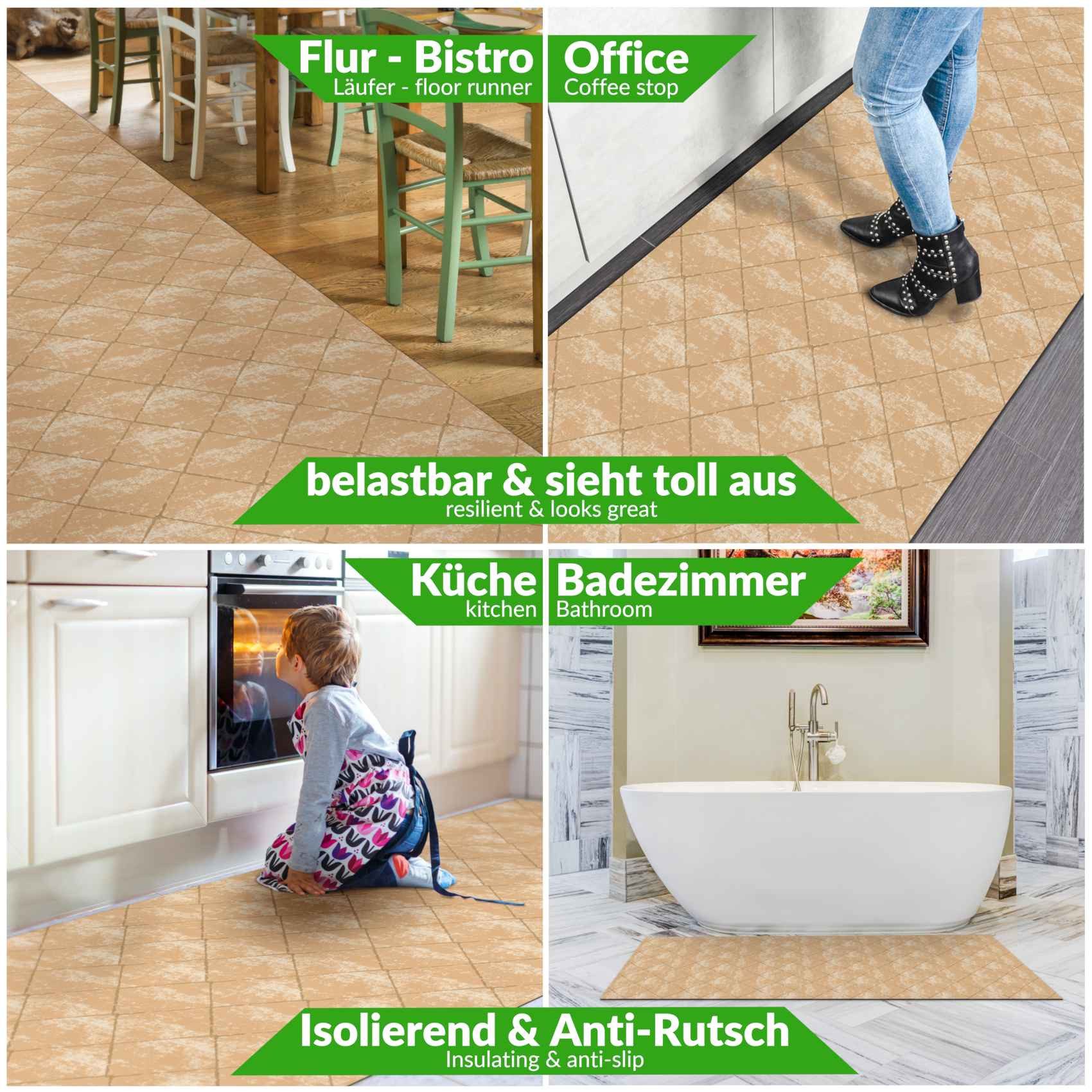 ANRO Küchenläufer AYDI Teppichläufer Premium Läufer Textil, Eckig, Bodenläu günstig online kaufen