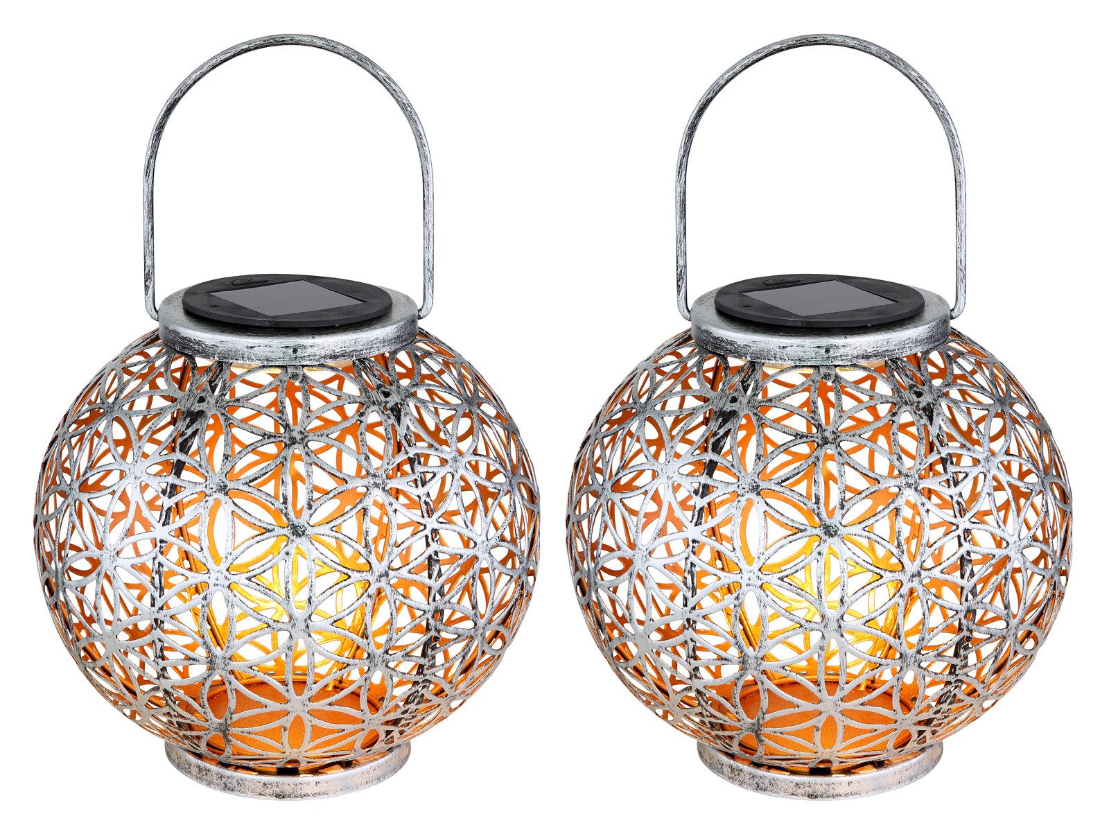 GLOBO LIGHTING LED Solarleuchte, LED fest integriert, warmweiß, 2er Set Ausgefallene Solar-kugel Laternen für Garten & Balkon, Ø20cm