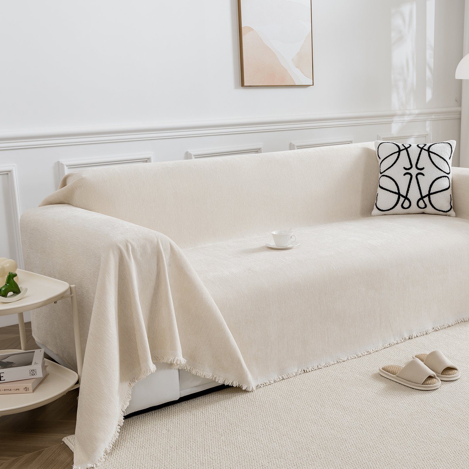 Qelus Sofahusse Sofa überwurfdecke 1 St. Chenille Sofaüberwurf, Einfach Cou günstig online kaufen