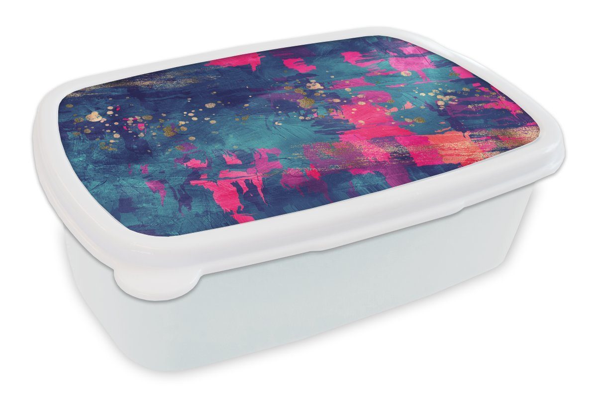 MuchoWow Lunchbox Aquarell - Abstrakt - Farben, Kunststoff, (2-tlg), Brotbox für Kinder und Erwachsene, Brotdose, für Jungs und Mädchen weiß | Lunchboxen