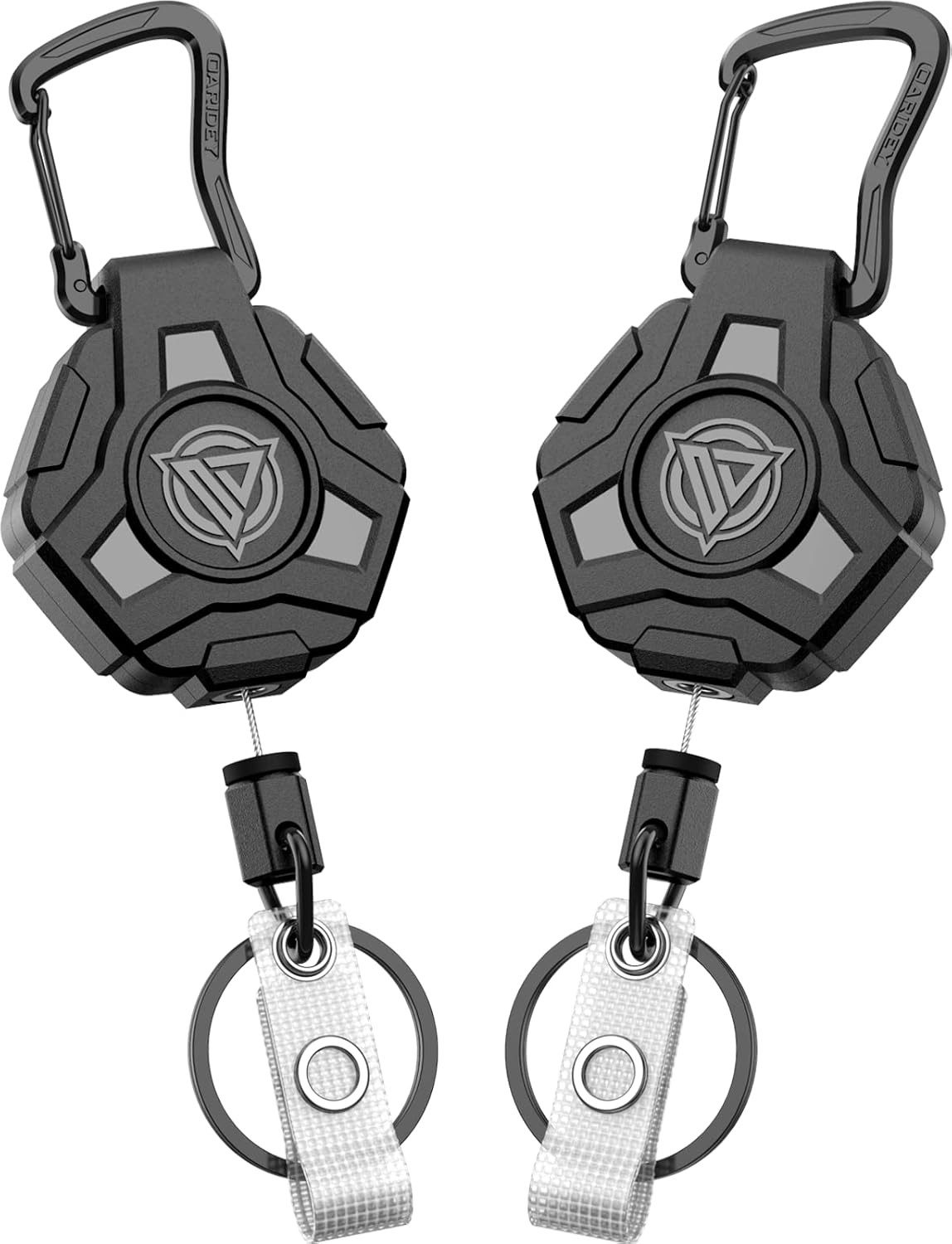 FELIXLEO Schlüsselanhänger Set 2 Schlüsselanhänger Ausweisclip Karabiner 80cm Stahlseil