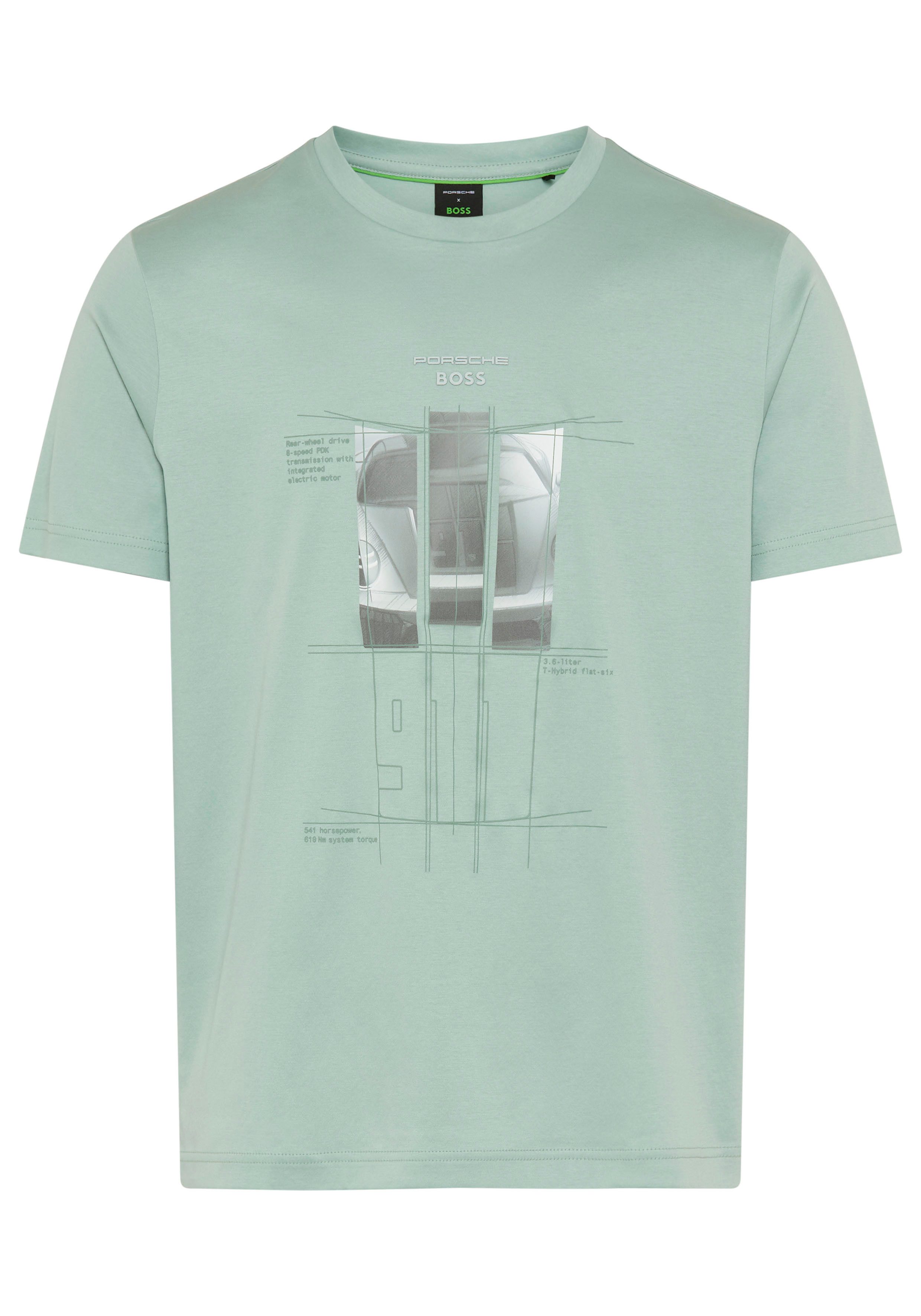 BOSS GREEN T-Shirt Porsche Spirit 70 Capsule Collection Premium Herrenmode Innovative Geruchskontroll-Technologie HEIQ MINT