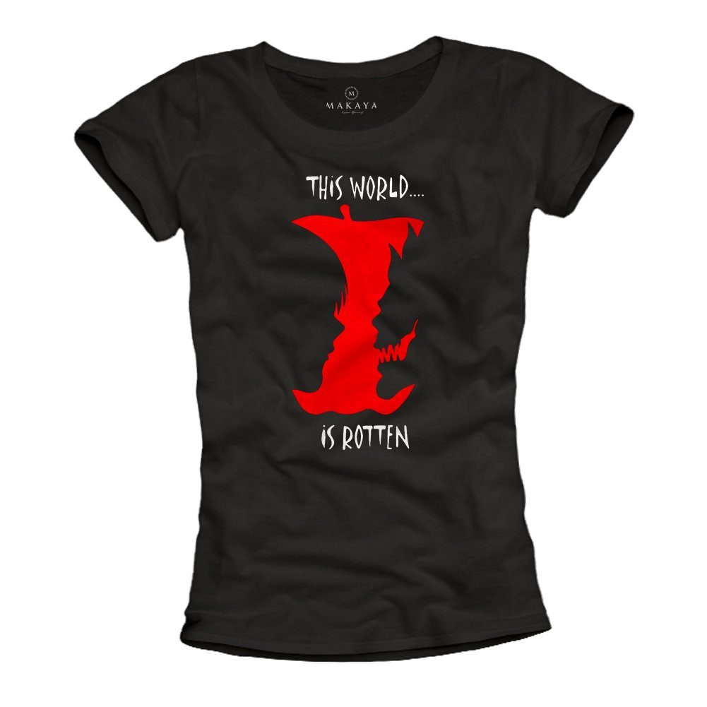 MAKAYA T-Shirt Damen Manga Comic Note Frauen Top Death Anime Motiv Frauen Oberteil