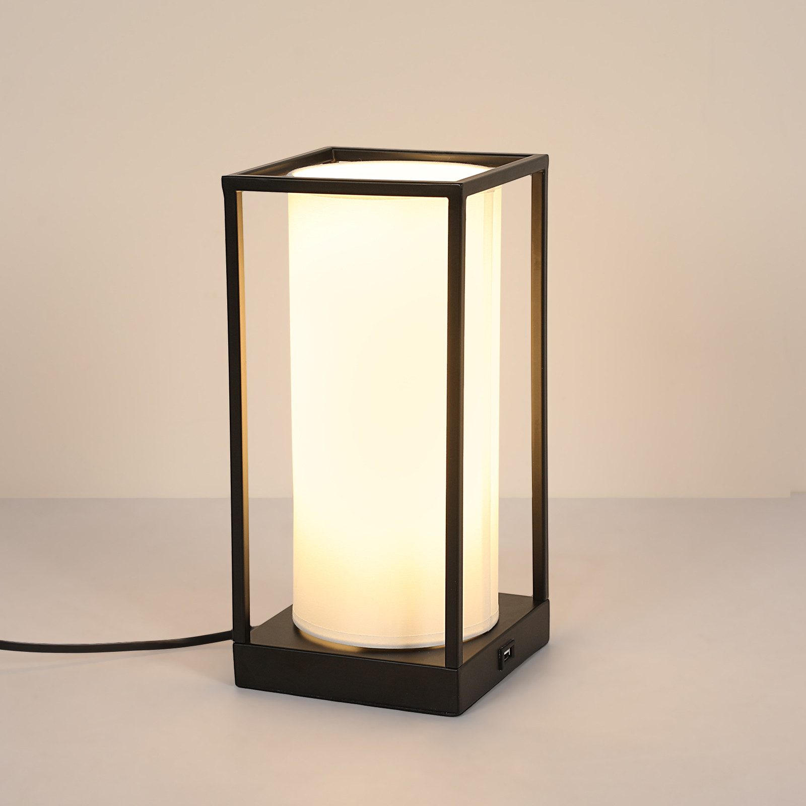 Riserva Schreibtischlampe Weiße Tischlampe mit Stoffschirm, Touch-Dimmer, 3 Helligkeiten, E27