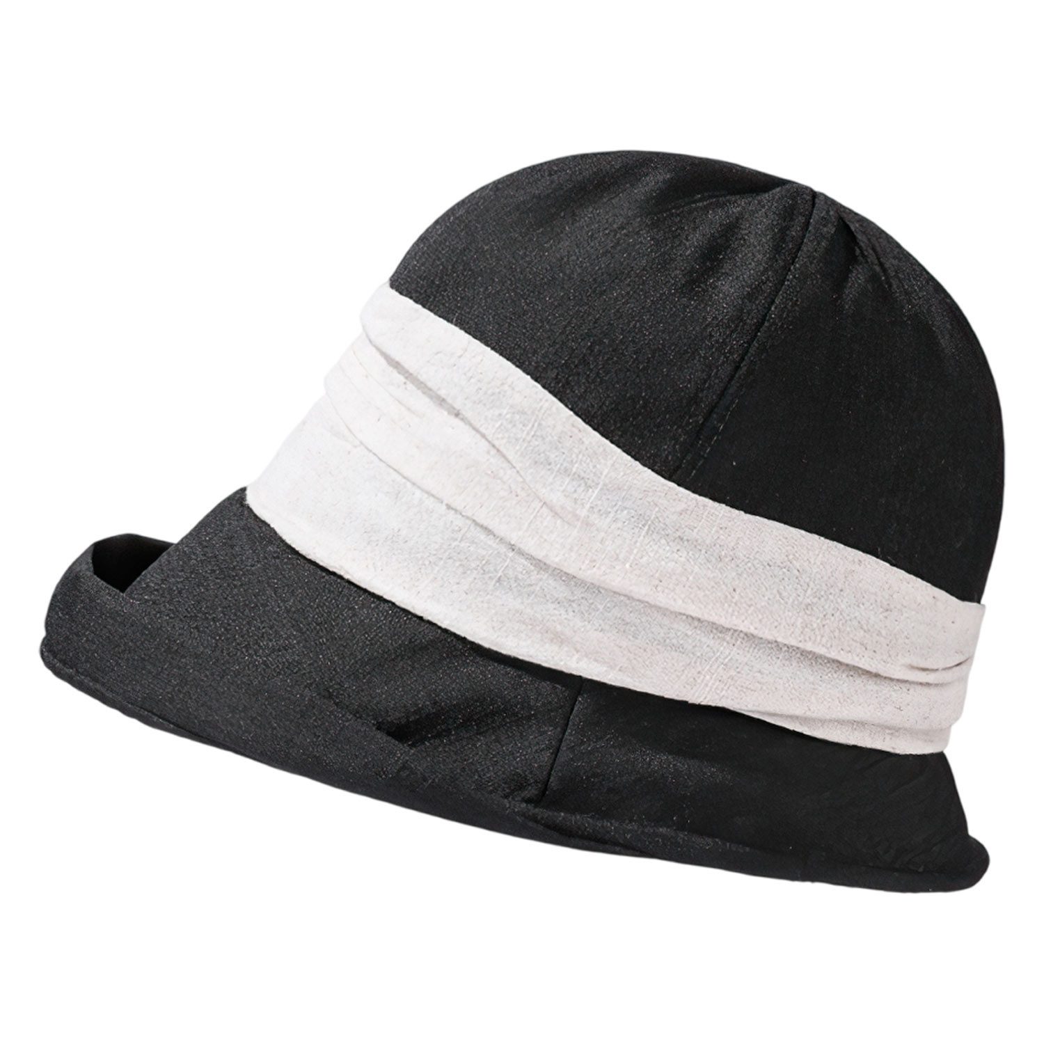 Refttenw Fischerhut Damen Leinen Sonnenhut vintage Reisehut Bucket Hat Strandhut mit abnehmbarer Kinnband und formbarem Draht in der Krempe